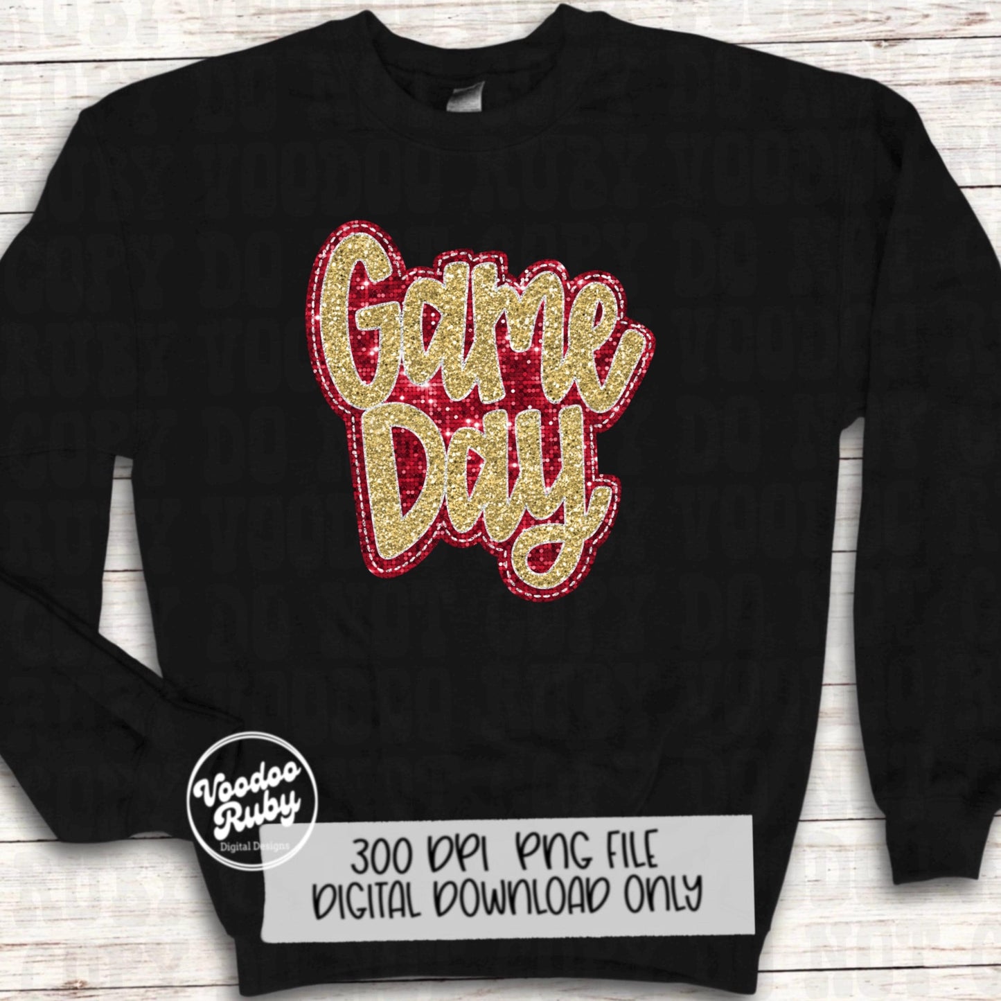 Sequin Game Day PNG Design Bundle Faux Embroidery PNG Hand Drawn Digital Download Faux Sequins png Printable Clip Art Red Gold DTF