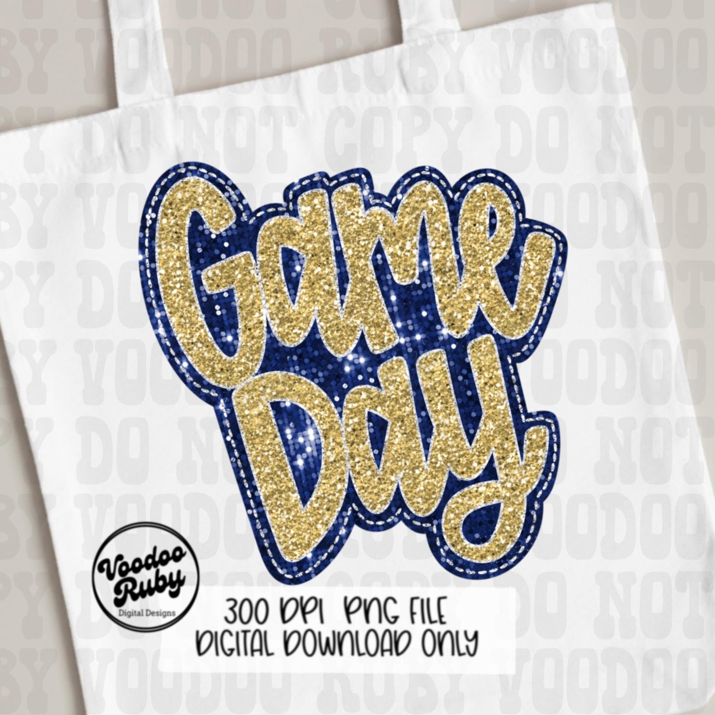 Sequin Game Day PNG Design Bundle Faux Embroidery PNG Hand Drawn Digital Download Faux Sequins png Printable Clip Art Dark Blue Gold DTF