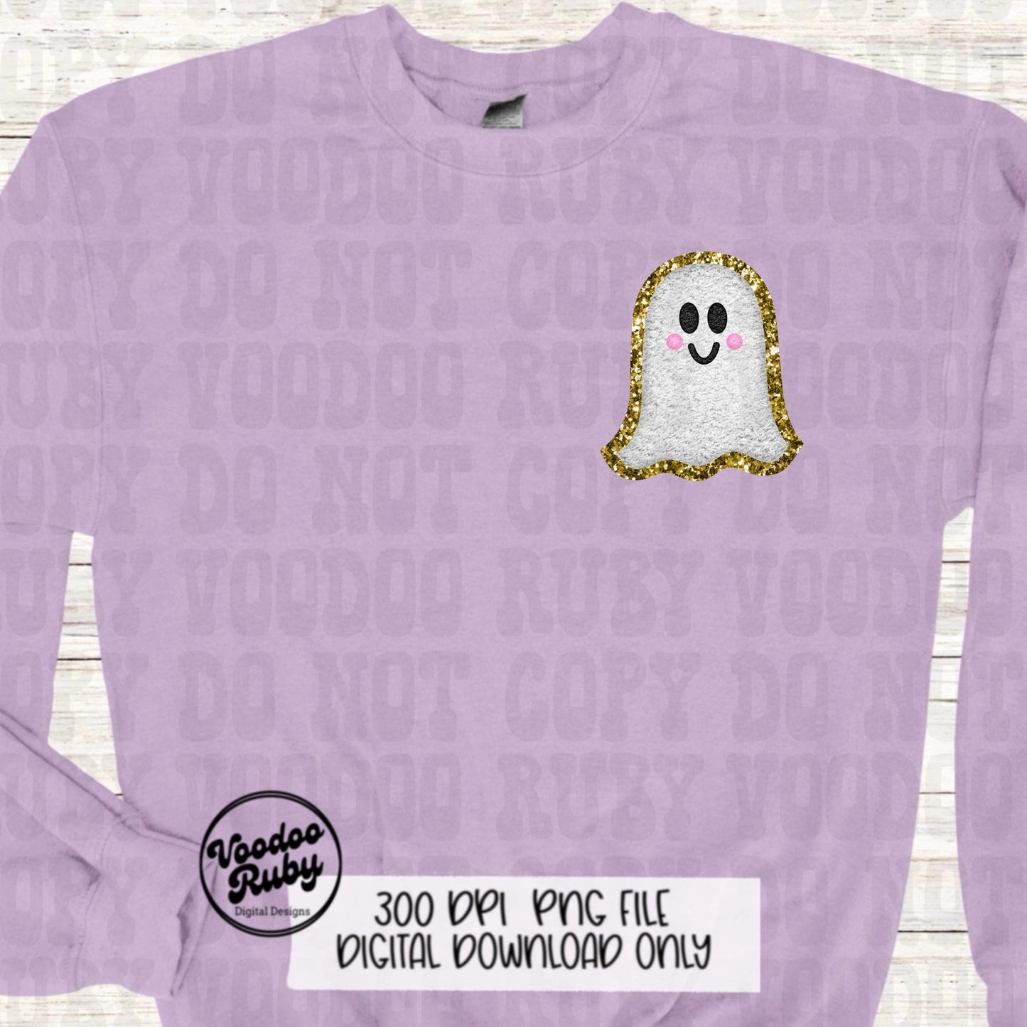 Cute Ghost PNG Design Faux Chenille Letter Patches Sublimation Digital Download Halloween PNG DTF Printable Faux Embroidery Png Halloween