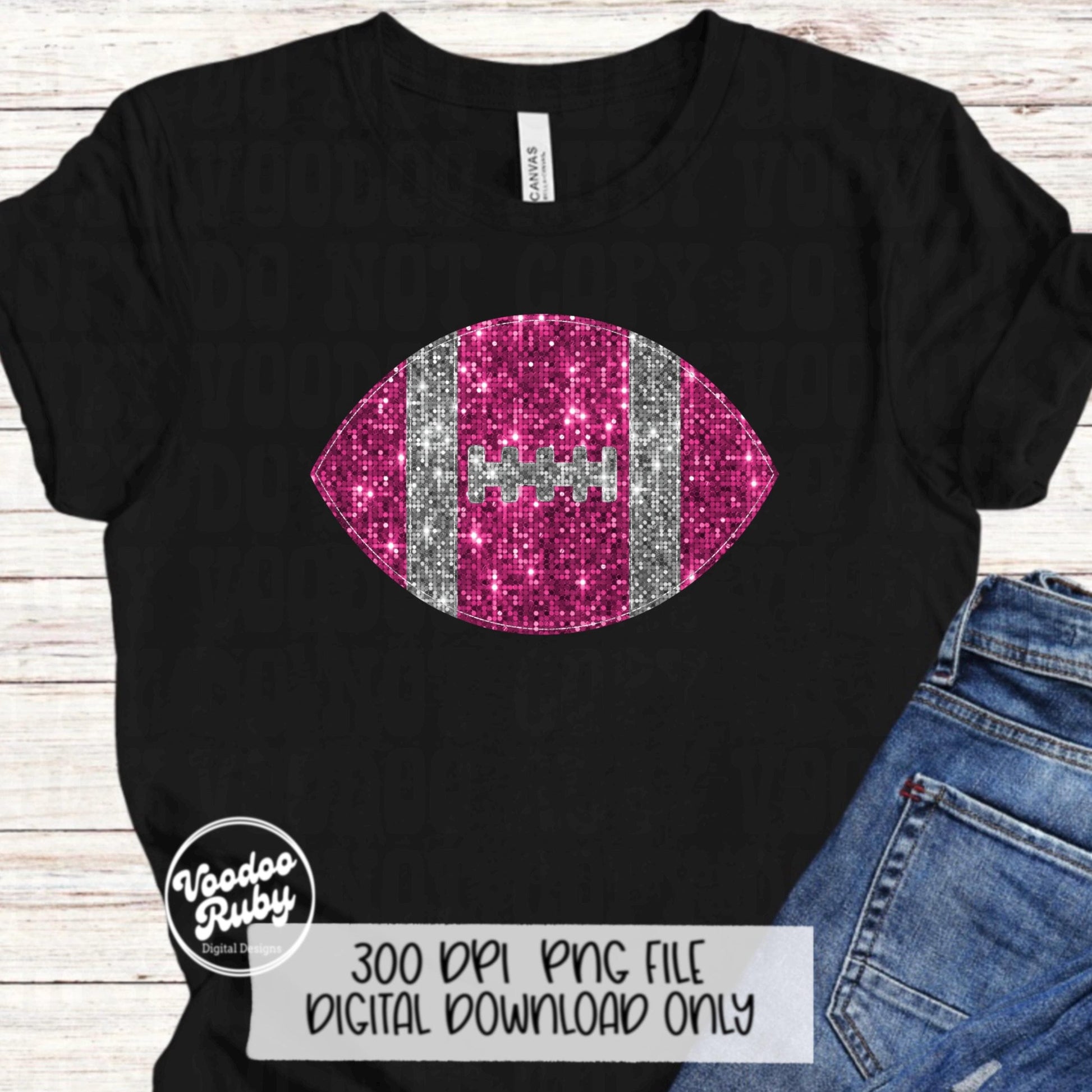 Pink Sequin Football PNG Design Glitter Hand Drawn Digital Download Faux Sequins Patch PNG Printable Clip Art Faux Appliqué Mascot Football DTF
