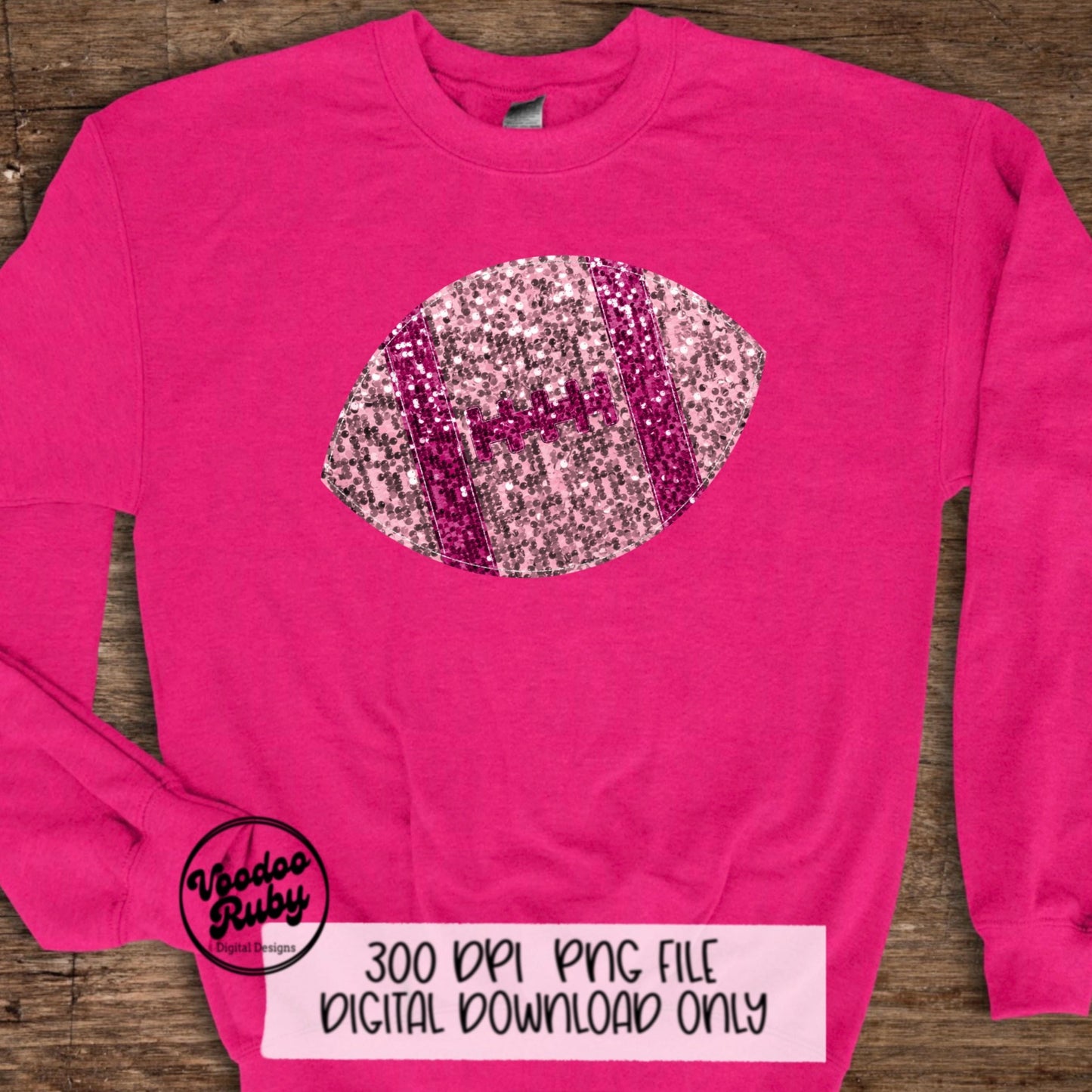 Sequin Pink Football PNG Design Glitter Sublimation Hand Drawn Digital Download Faux Patch PNG Printable Clip Art Faux Appliqué Football DTF