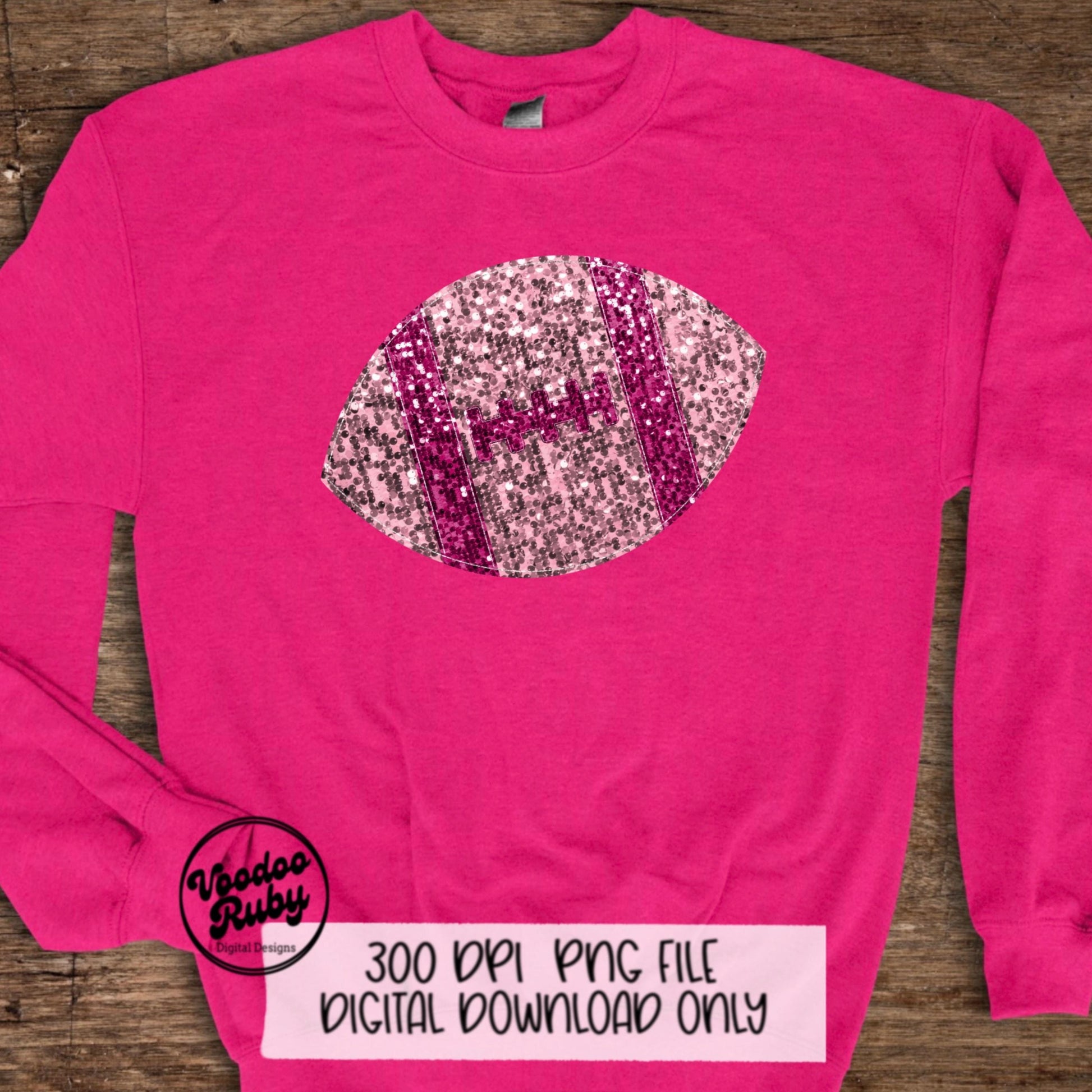 Sequin Pink Football PNG Design Glitter Sublimation Hand Drawn Digital Download Faux Patch PNG Printable Clip Art Faux Appliqué Football DTF