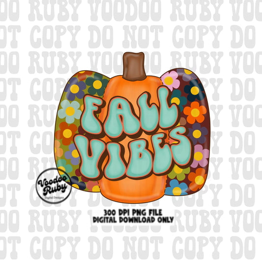 Fall Vibes PNG Design Sublimation Hand Drawn Digital Download Sublimation Retro Pumpkin PNG Retro Thanksgiving PNG Pumpkin dtf printable