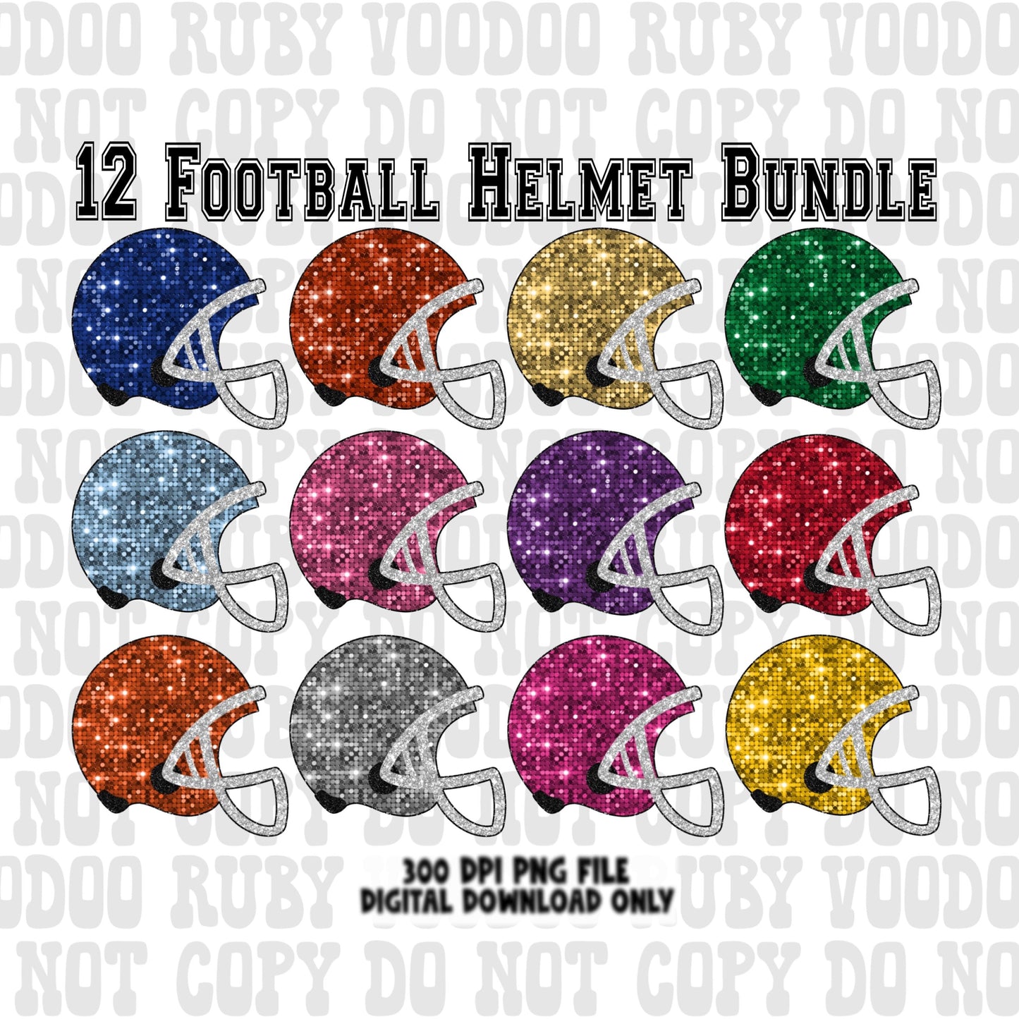 Sequin Football Helmet PNG Design Sublimation Bundle Sequin PNG Hand Drawn Digital Download Faux Sequin png Printable Clip Art Bundle DTF