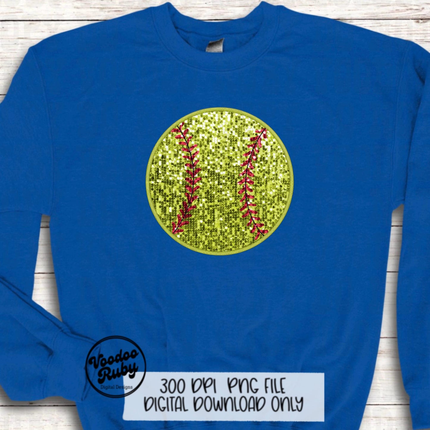 Sequin Softball PNG Design Sublimation Hand Digital Download Softball Faux Embroidery PNG DTF Printable Glitter Softball Clip Art