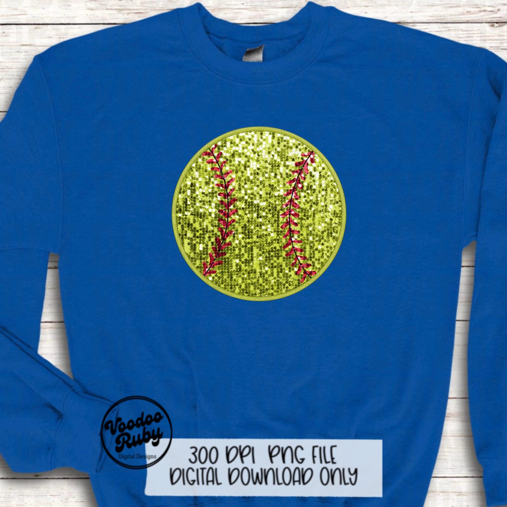 Sequin Softball PNG Design Sublimation Hand Digital Download Softball Faux Embroidery PNG DTF Printable Glitter Softball Clip Art