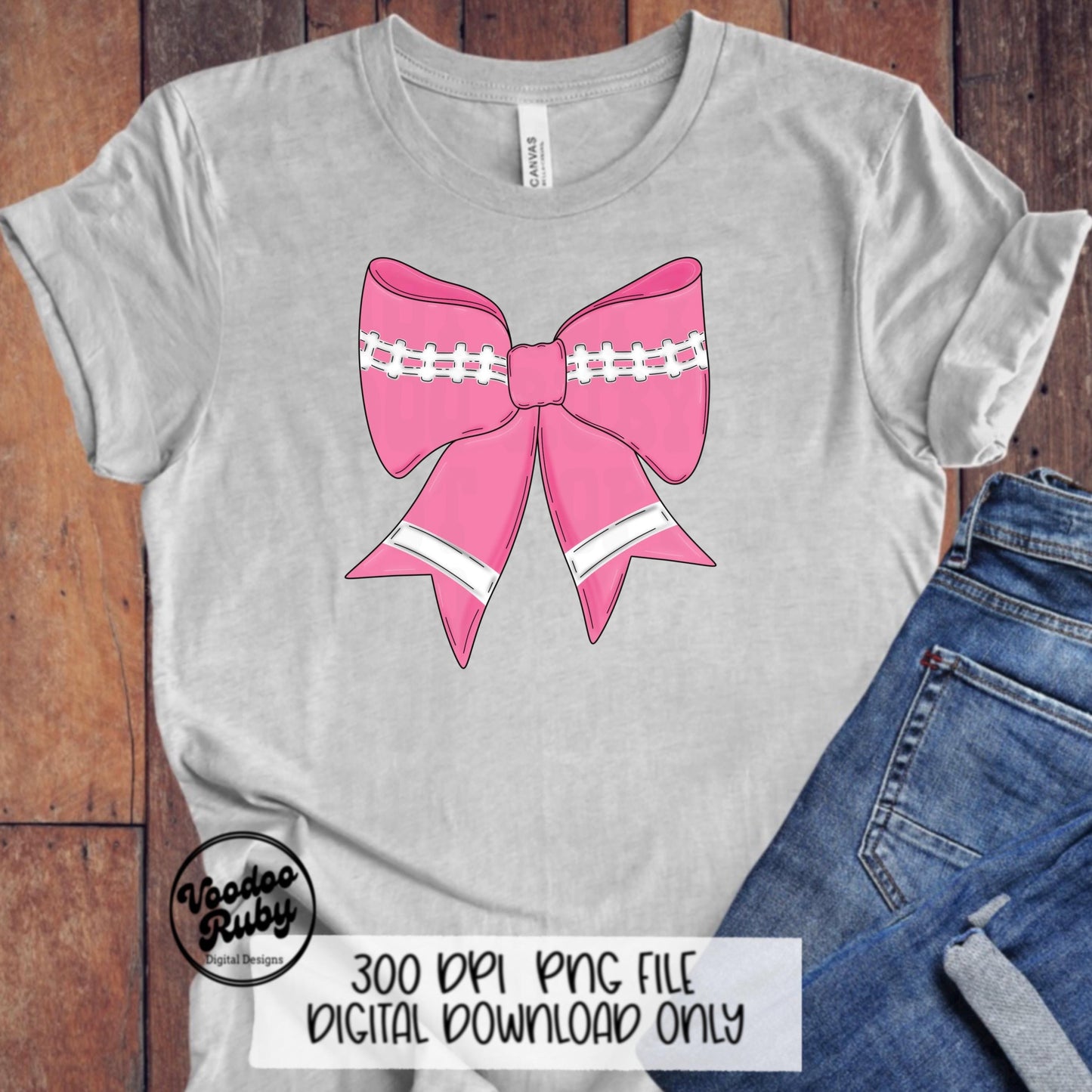 Football Pink Bow PNG Design Sublimation Hand Drawn Digital Download Coquette October Pink Ribbon PNG Pink Out DTF Printable