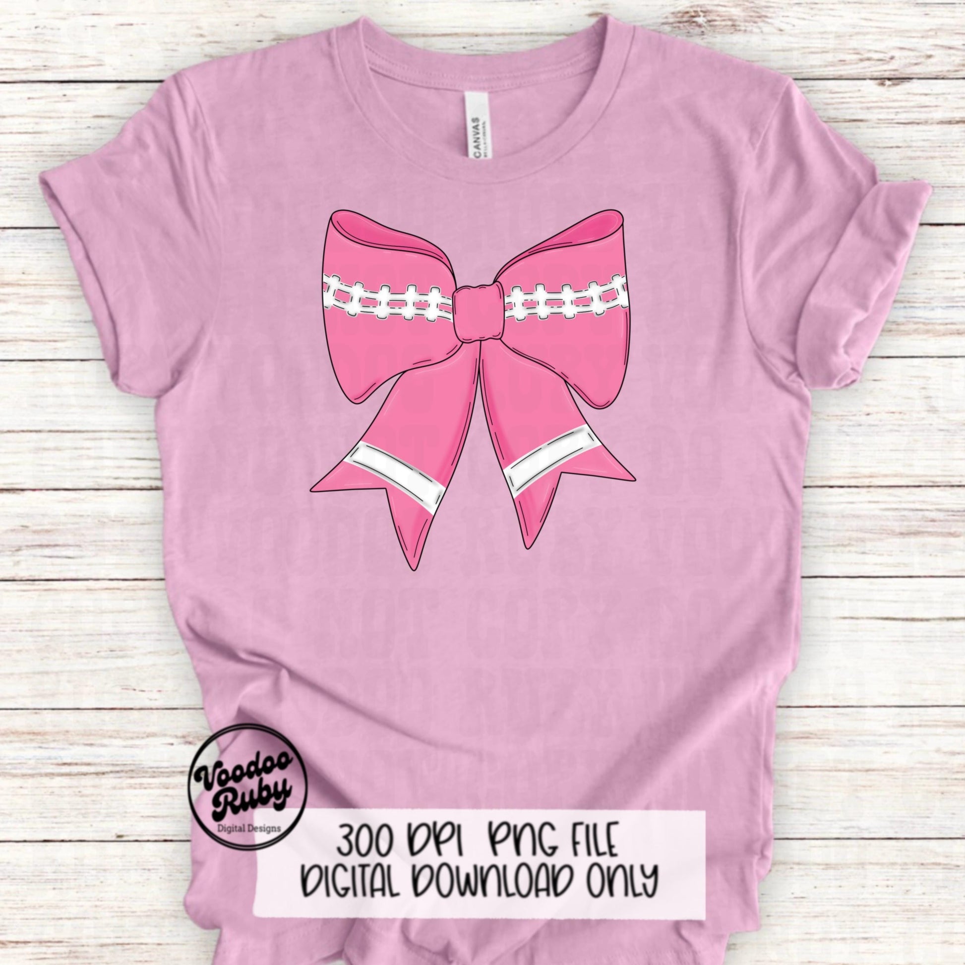 Football Pink Bow PNG Design Sublimation Hand Drawn Digital Download Coquette October Pink Ribbon PNG Pink Out DTF Printable