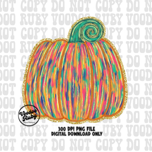 Painted Gold Glitter Pumpkin PNG Design Sublimation Hand Drawn Digital Download Fall Pumpkin DTF Thanksgiving Bright Glitter Pumpkin PNG