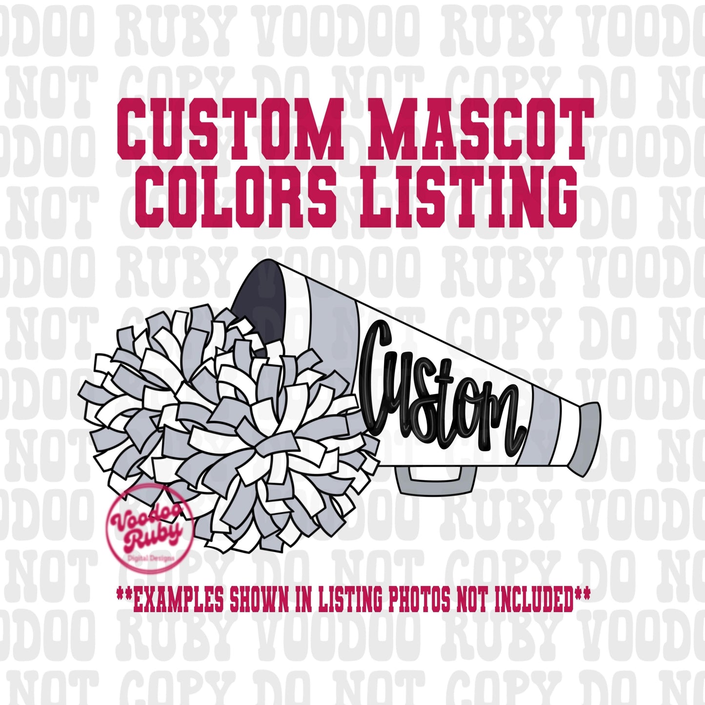 Custom Cheer PNG Design Custom Mascot Sublimation Hand Drawn Digital Download Cheerleader PNG Design Custom Megaphone Football DTF Clip Art