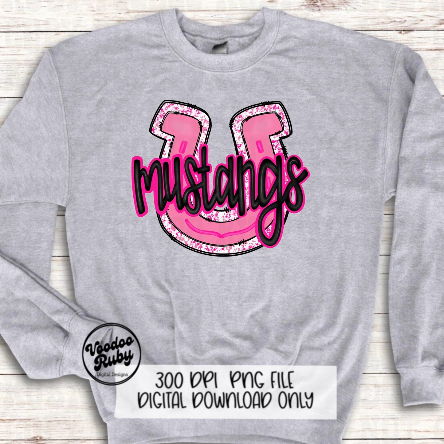 Pink Mustangs PNG Design Hand Drawn Digital Download Pink Football PNG Pink Mascot Sports png Clip Art Pink Mustangs DTF Printable