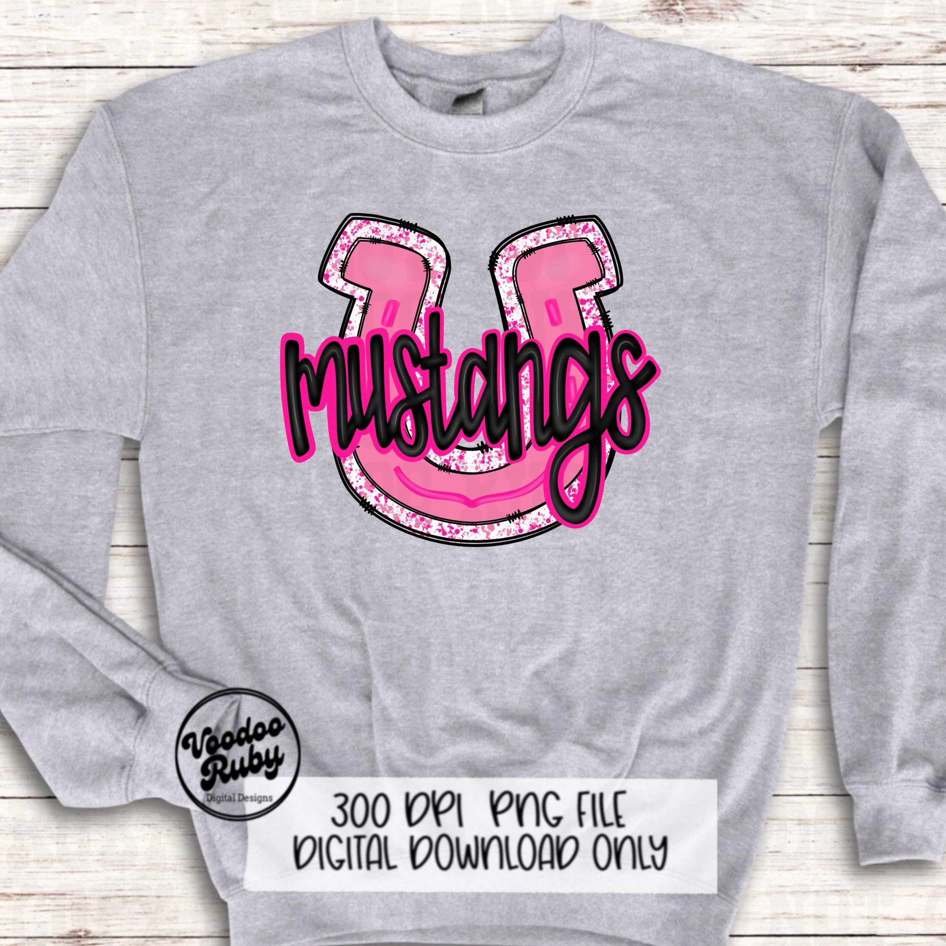 Pink Mustangs PNG Design Hand Drawn Digital Download Pink Football PNG Pink Mascot Sports png Clip Art Pink Mustangs DTF Printable