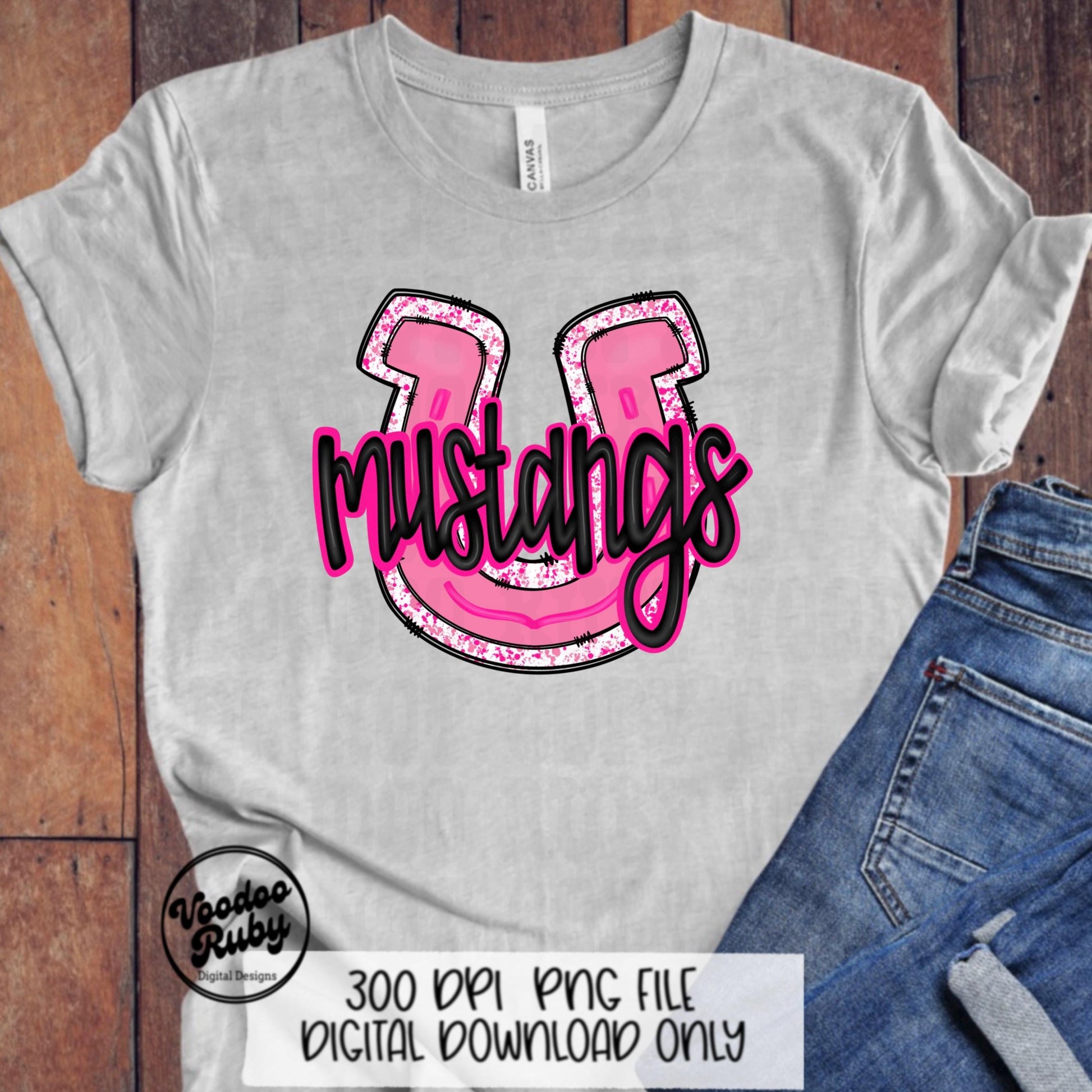 Pink Mustangs PNG Design Hand Drawn Digital Download Pink Football PNG Pink Mascot Sports png Clip Art Pink Mustangs DTF Printable