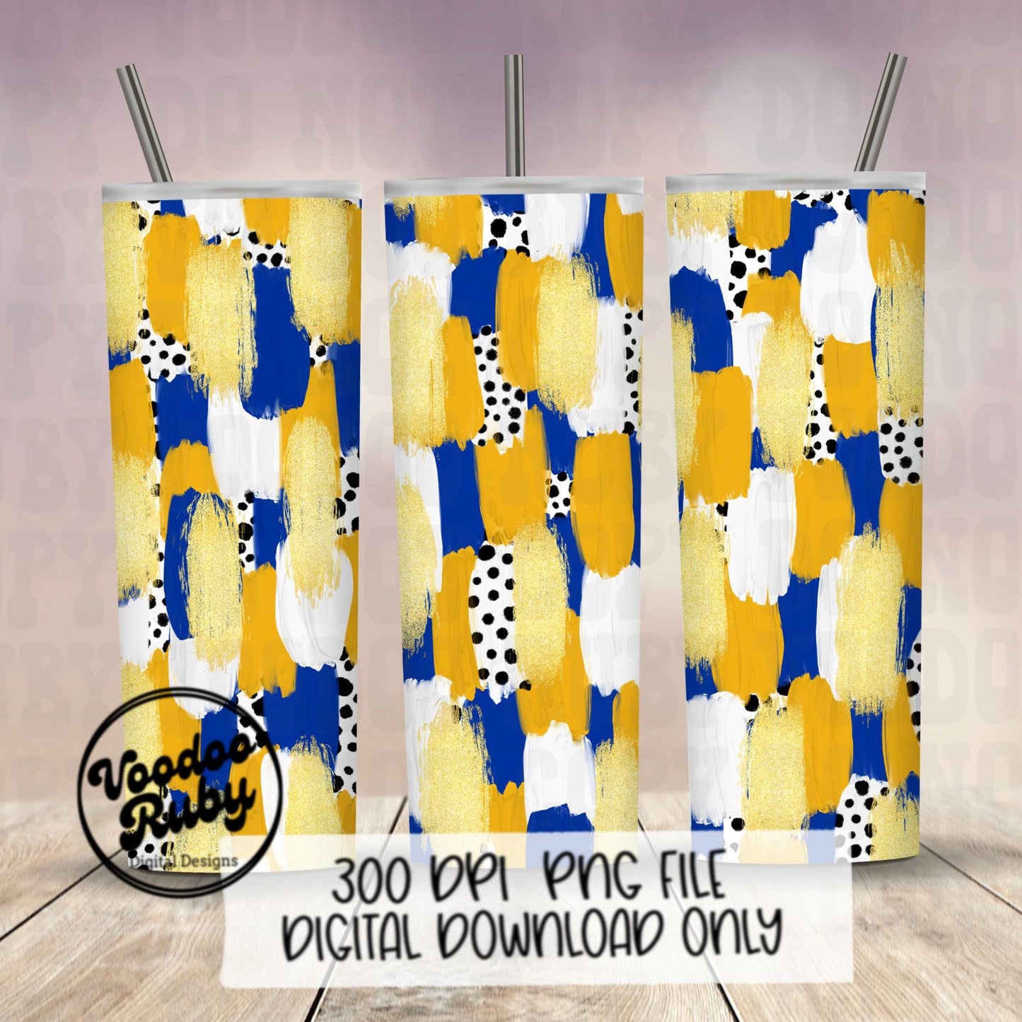 Blue Gold Brushstroke Background PNG Sublimation Digital Paper Hand Drawn Digital Download Football Brush Strokes DTF Messy Paint Mascots