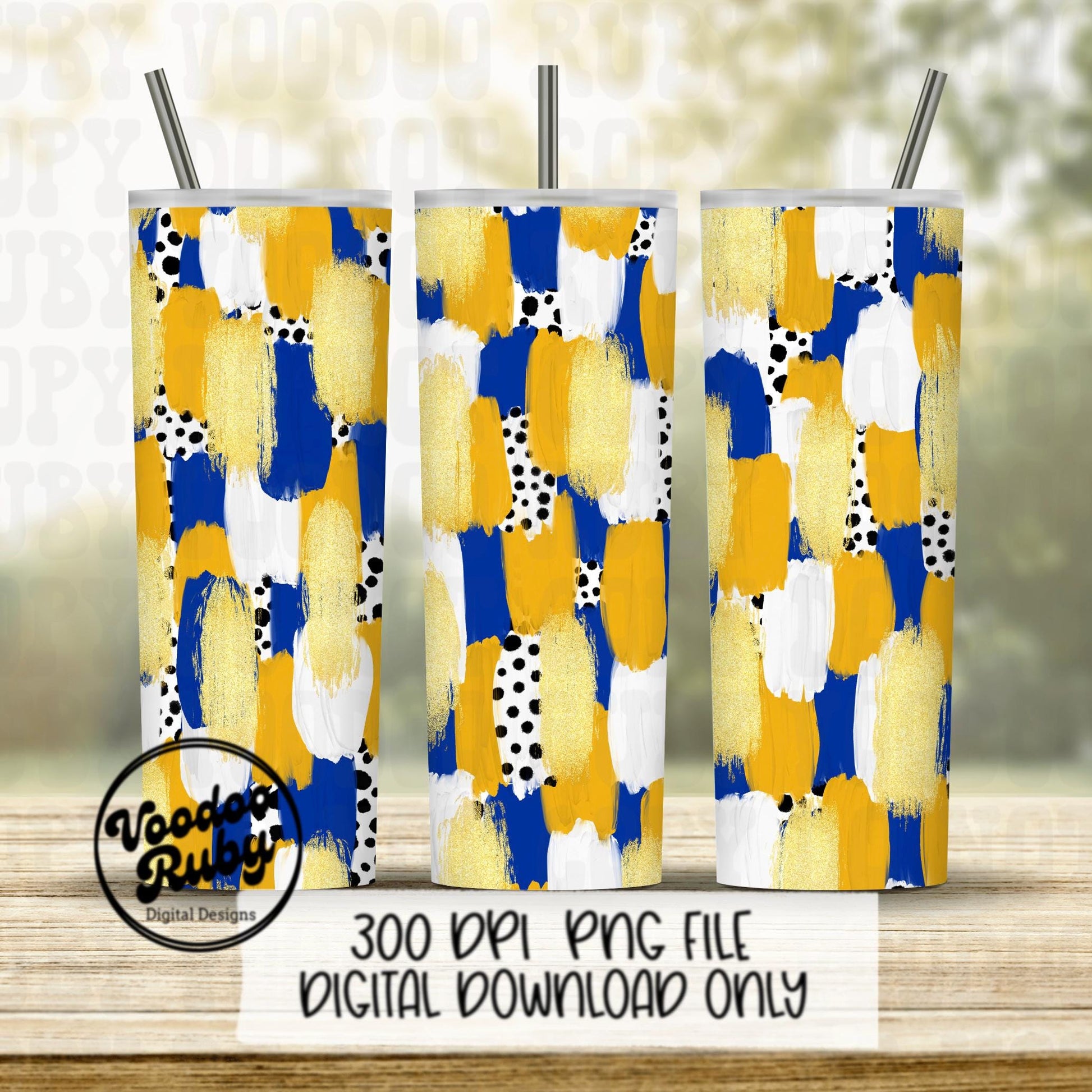 Blue Gold Brushstroke Background PNG Sublimation Digital Paper Hand Drawn Digital Download Football Brush Strokes DTF Messy Paint Mascots