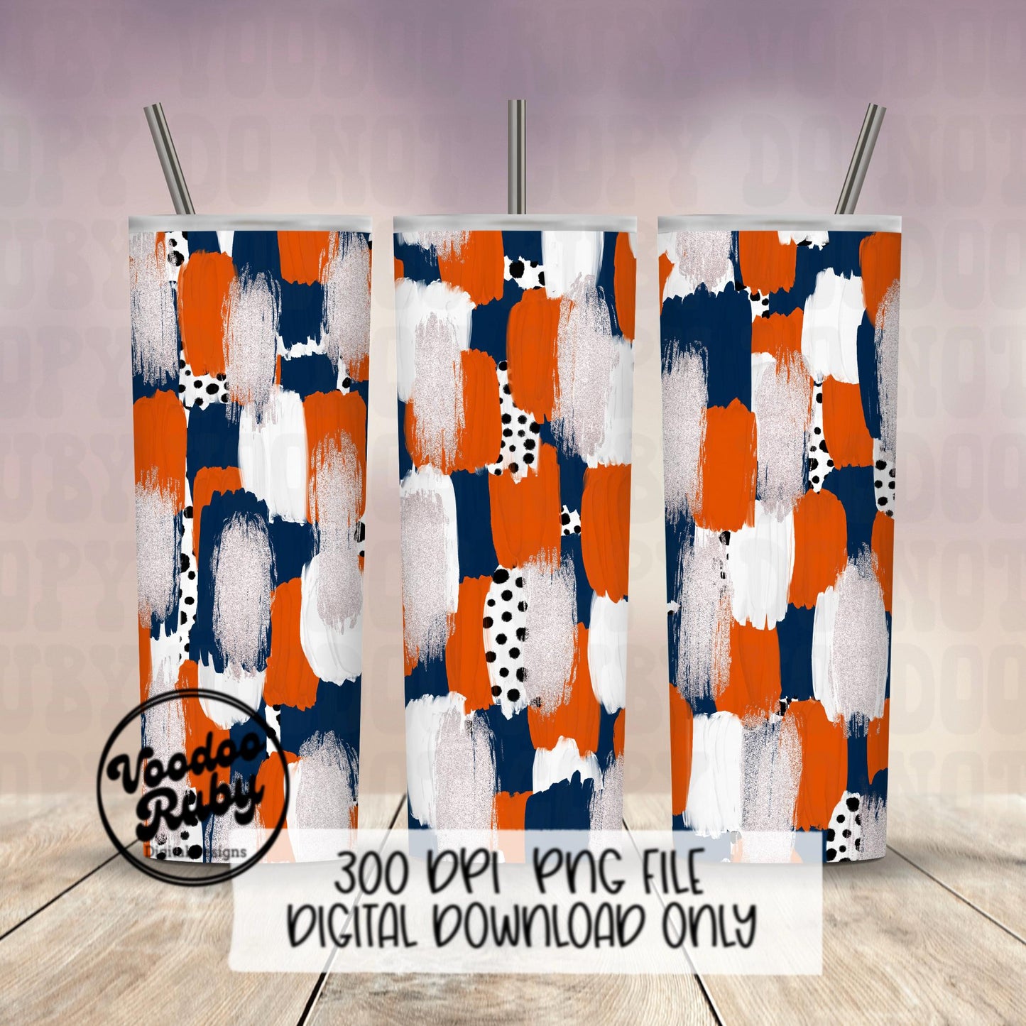 Blue and Orange Brushstroke Background PNG Sublimation Digital Paper Hand Drawn Digital Download Football Brush Strokes Messy Paint Mascots