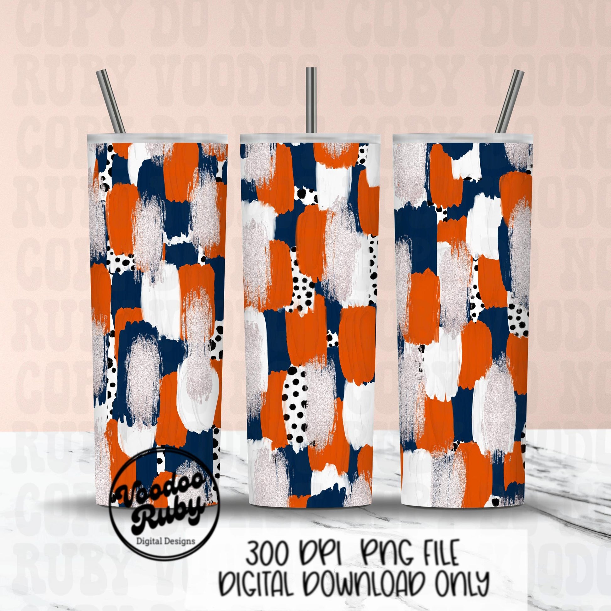 Blue and Orange Brushstroke Background PNG Sublimation Digital Paper Hand Drawn Digital Download Football Brush Strokes Messy Paint Mascots