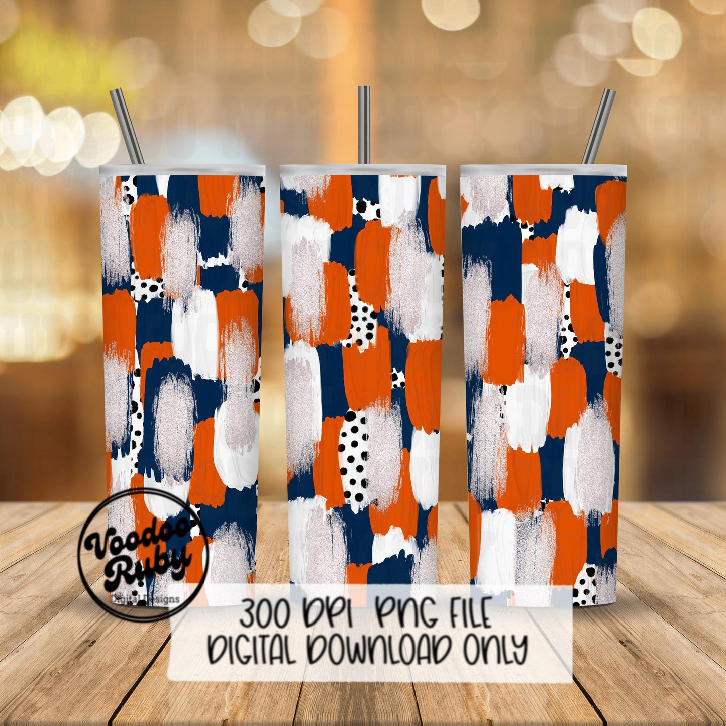 Blue and Orange Brushstroke Background PNG Sublimation Digital Paper Hand Drawn Digital Download Football Brush Strokes Messy Paint Mascots