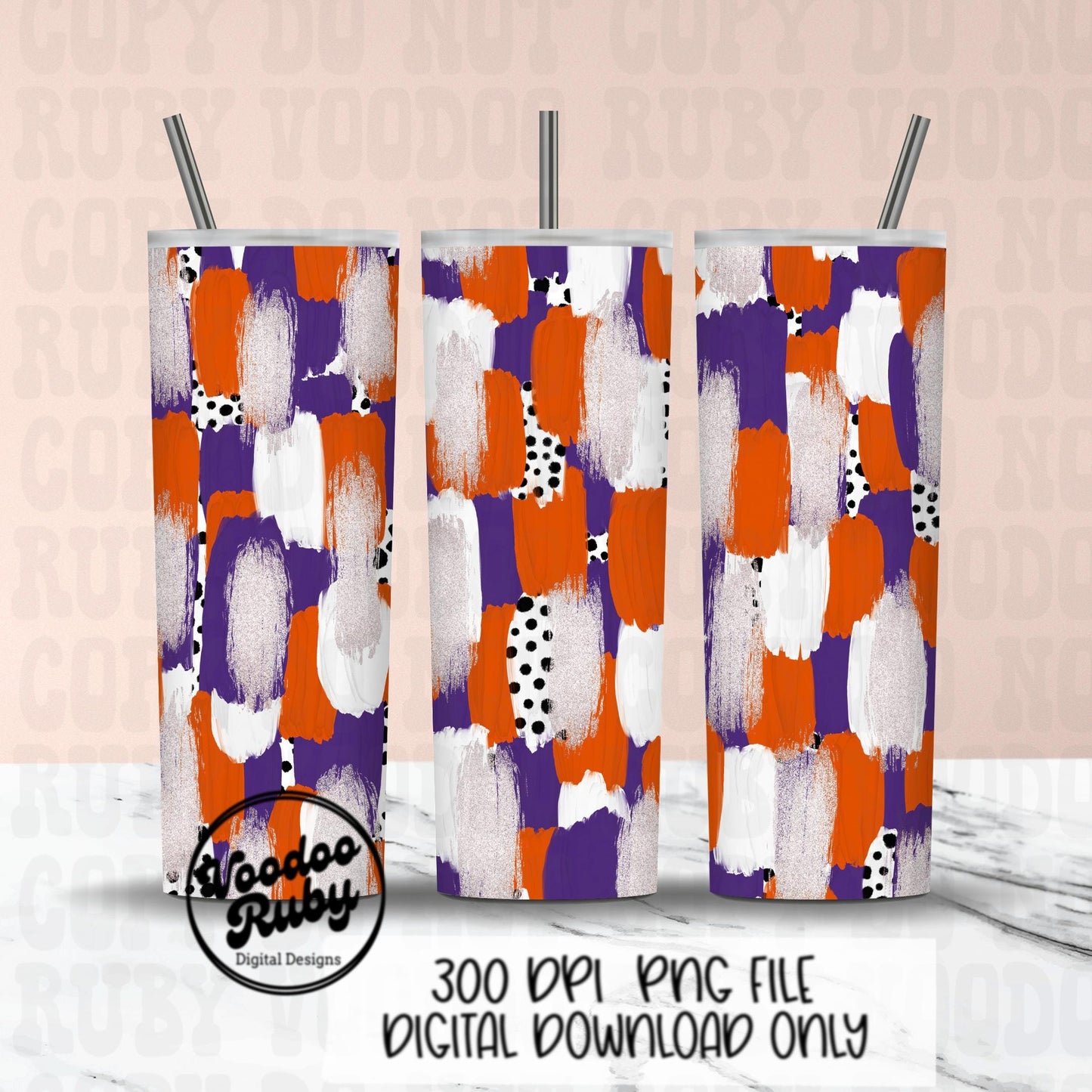 Purple Orange Brushstroke Background PNG Sublimation Digital Paper Hand Drawn Digital Download Football Brush Strokes Messy Paint Mascots