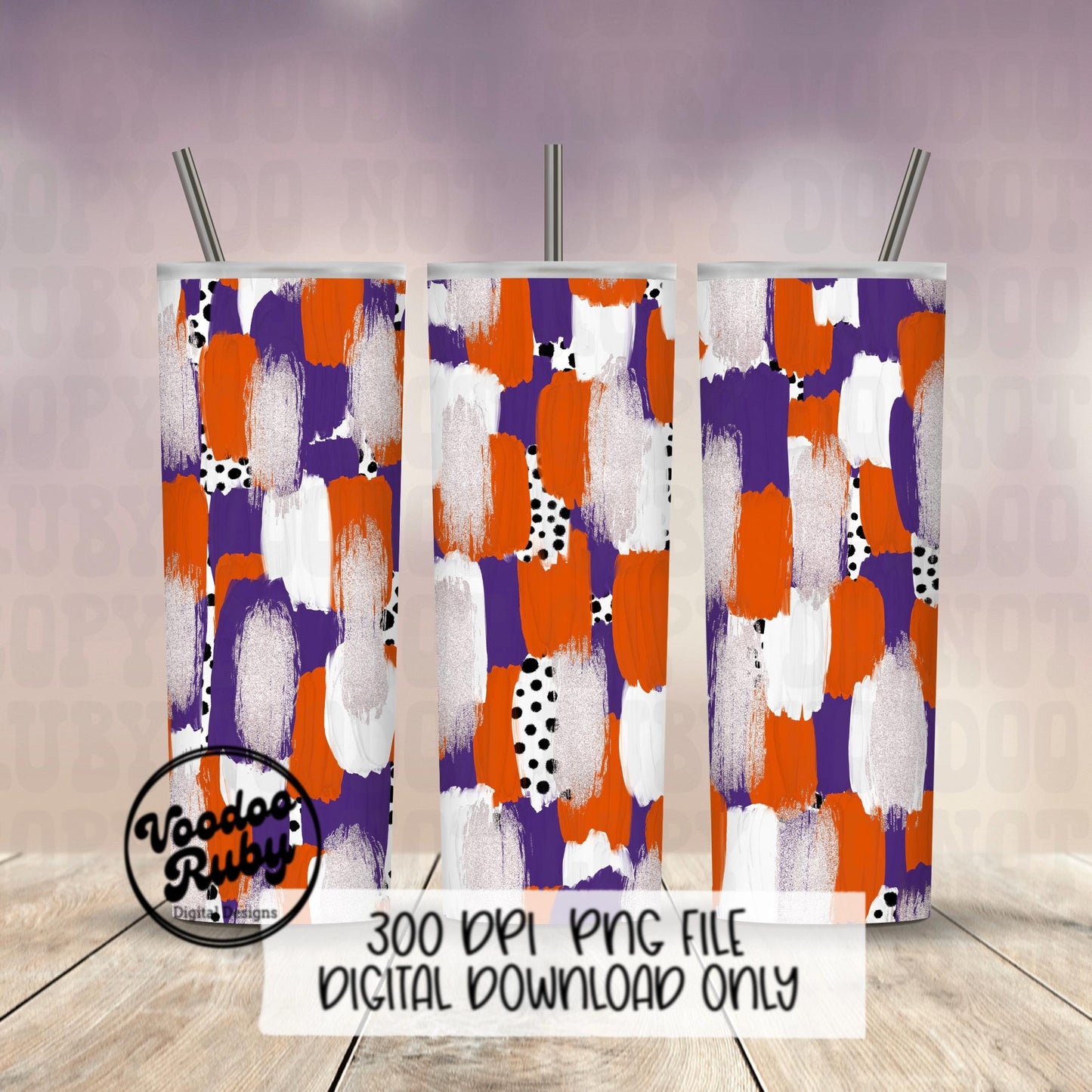 Purple Orange Brushstroke Background PNG Sublimation Digital Paper Hand Drawn Digital Download Football Brush Strokes Messy Paint Mascots