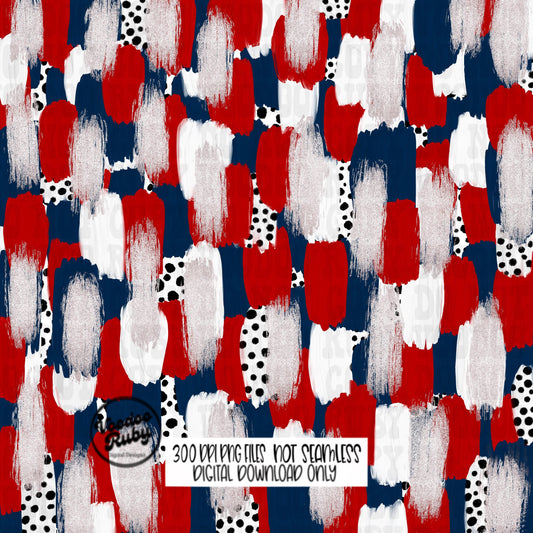 Navy Blue Red Brushstroke Background PNG Sublimation Digital Paper Hand Drawn Digital Download Football Brush Strokes Messy Paint Mascots