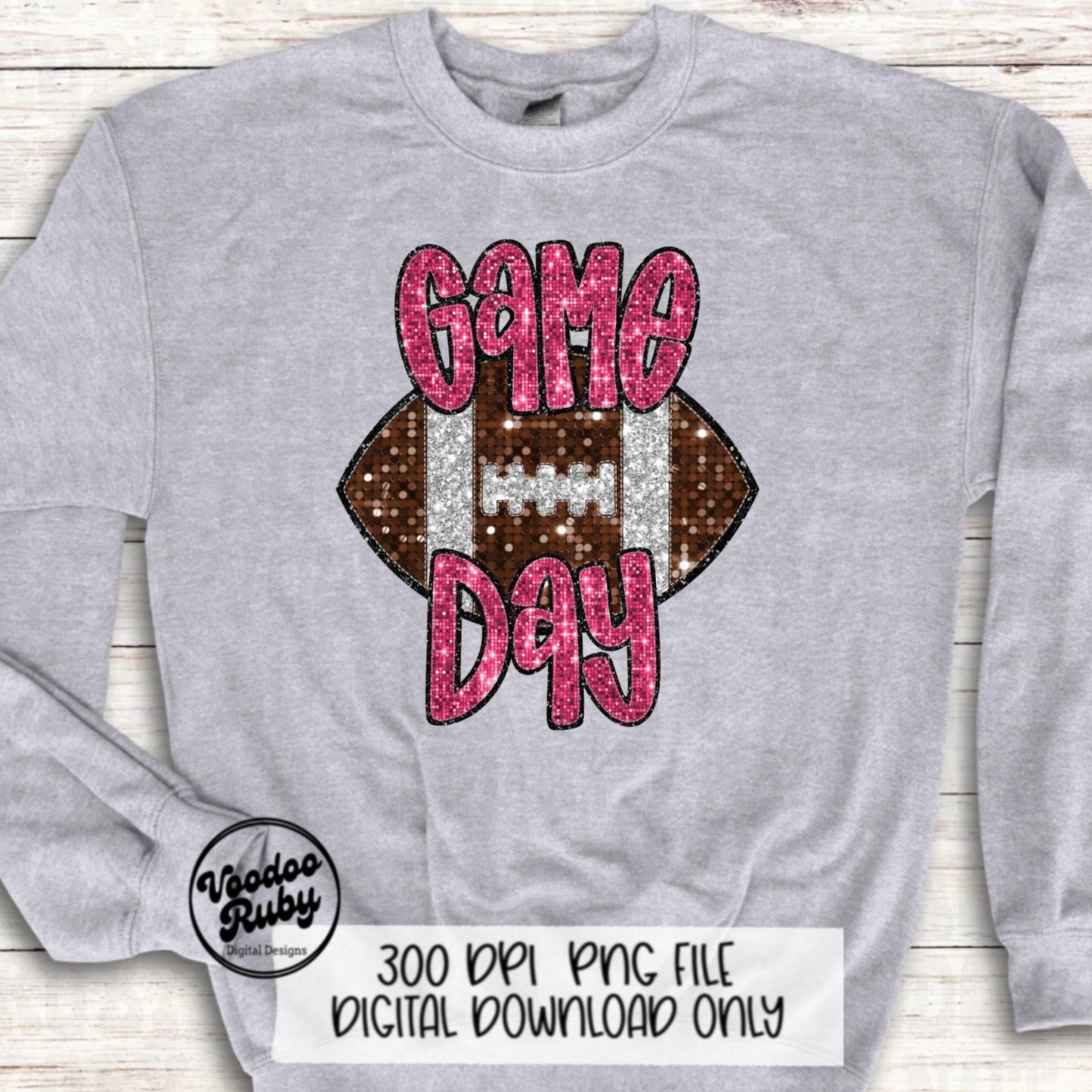 Football Game Day Pink Sequin PNG Design Sublimation Faux Embroidery Hand Drawn Digital Download Pink Out Football Mascot Pink October PNG