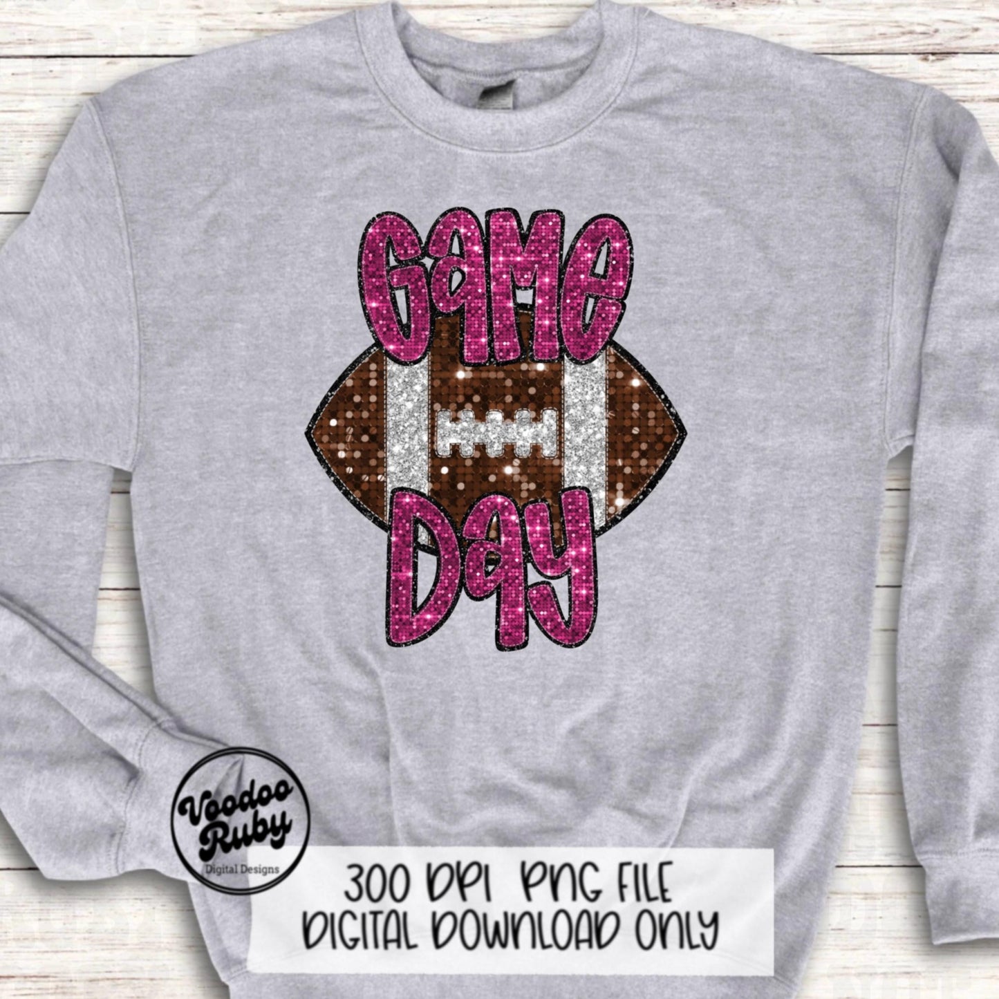 Football Game Day Pink Sequin PNG Design Sublimation Faux Embroidery Hand Drawn Digital Download Pink Out Football Mascot Pink October PNG