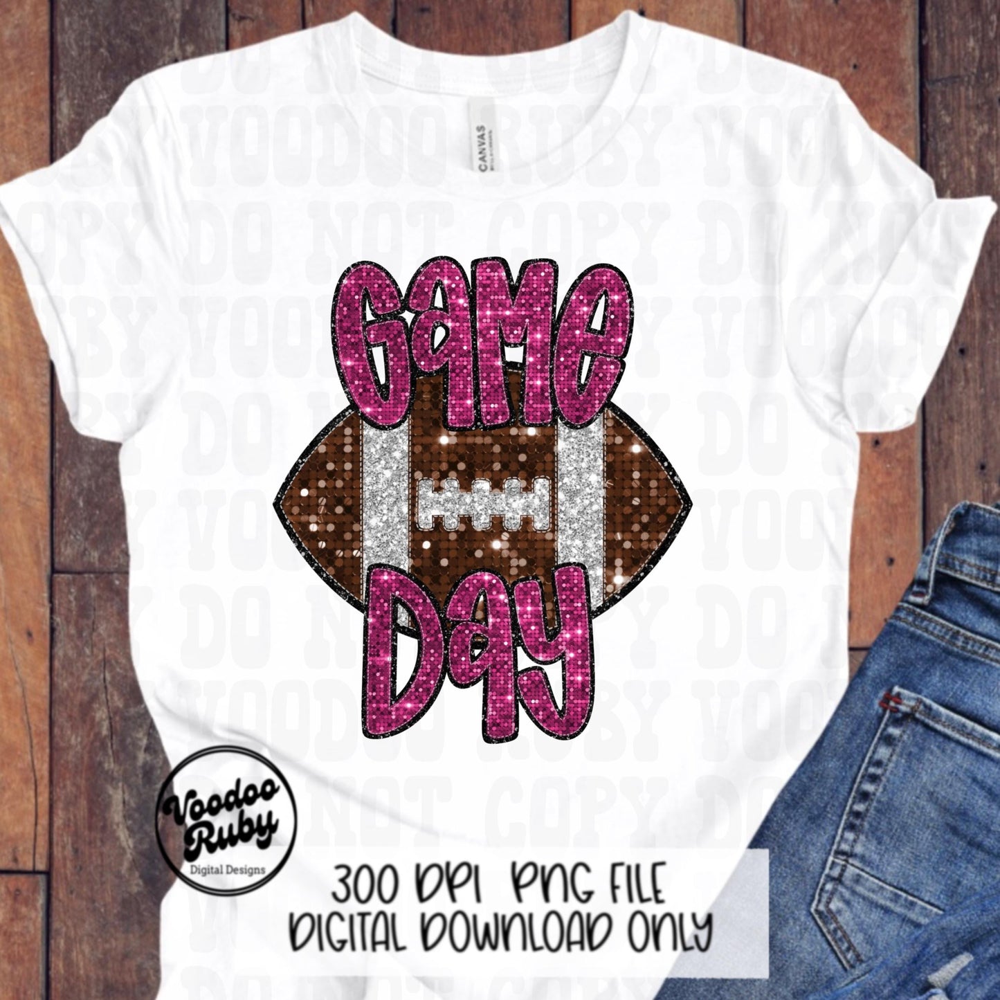 Football Game Day Pink Sequin PNG Design Sublimation Faux Embroidery Hand Drawn Digital Download Pink Out Football Mascot Pink October PNG