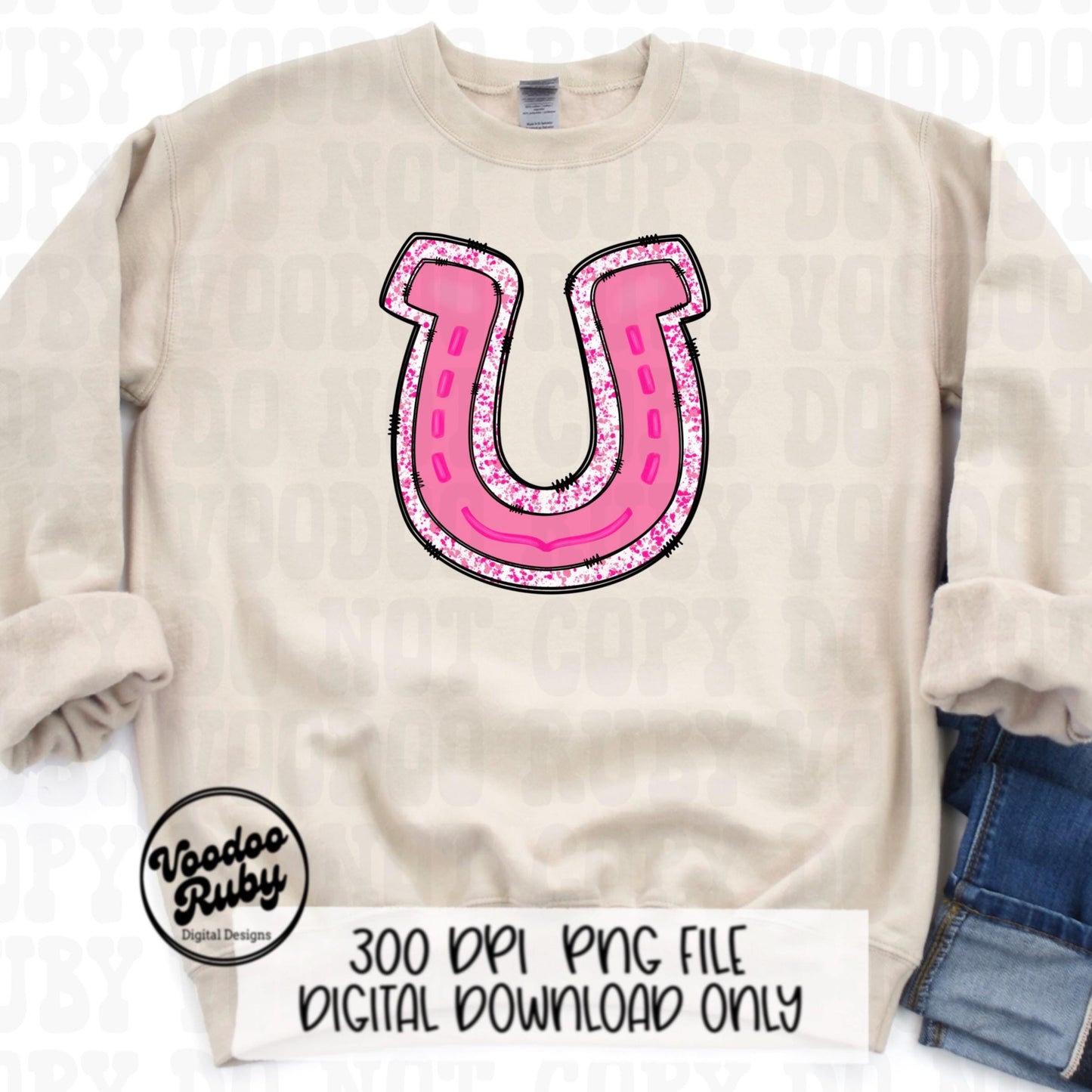 Pink Mascot Horseshoe PNG Sublimation Design Hand Drawn Digital Download Pink Out PNG Cancer png Pink October Football DTF Printable Blanks