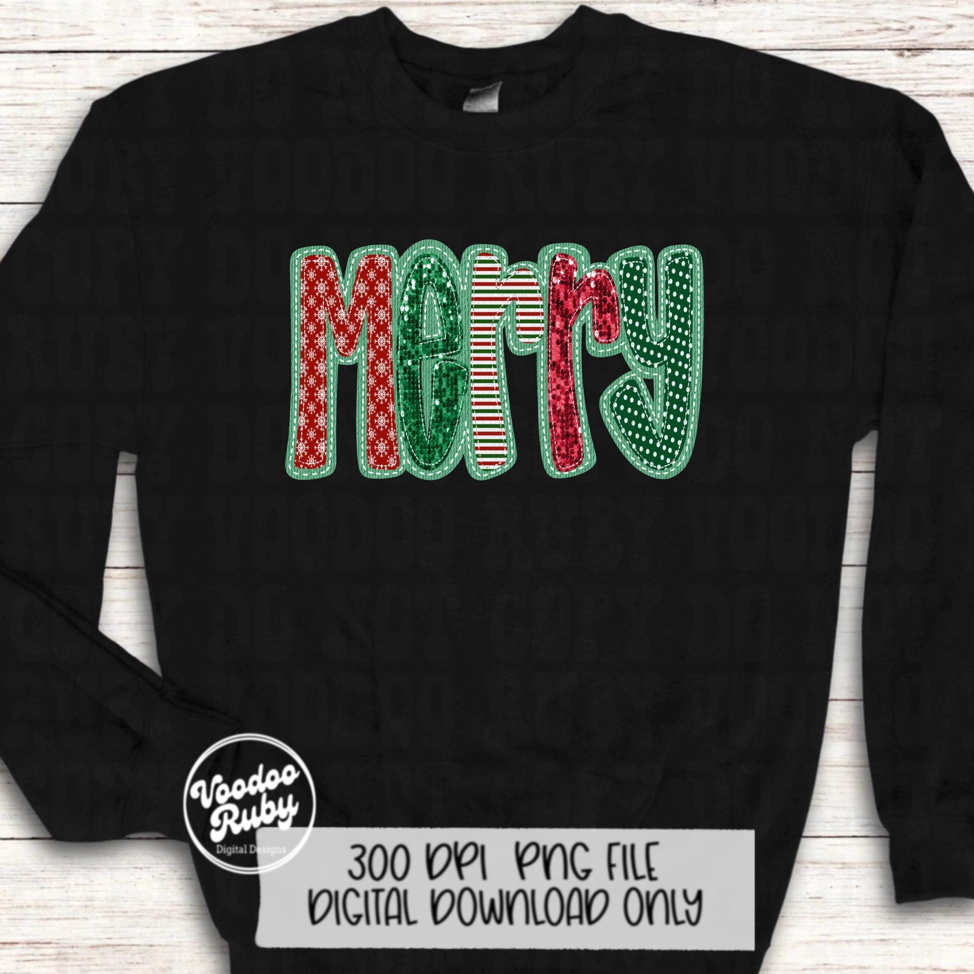 Sequin Merry PNG Design Merry Christmas PNG Faux Sequins Faux Applique Merry DTF Christmas Sublimation Digital Download Merry Clip Art