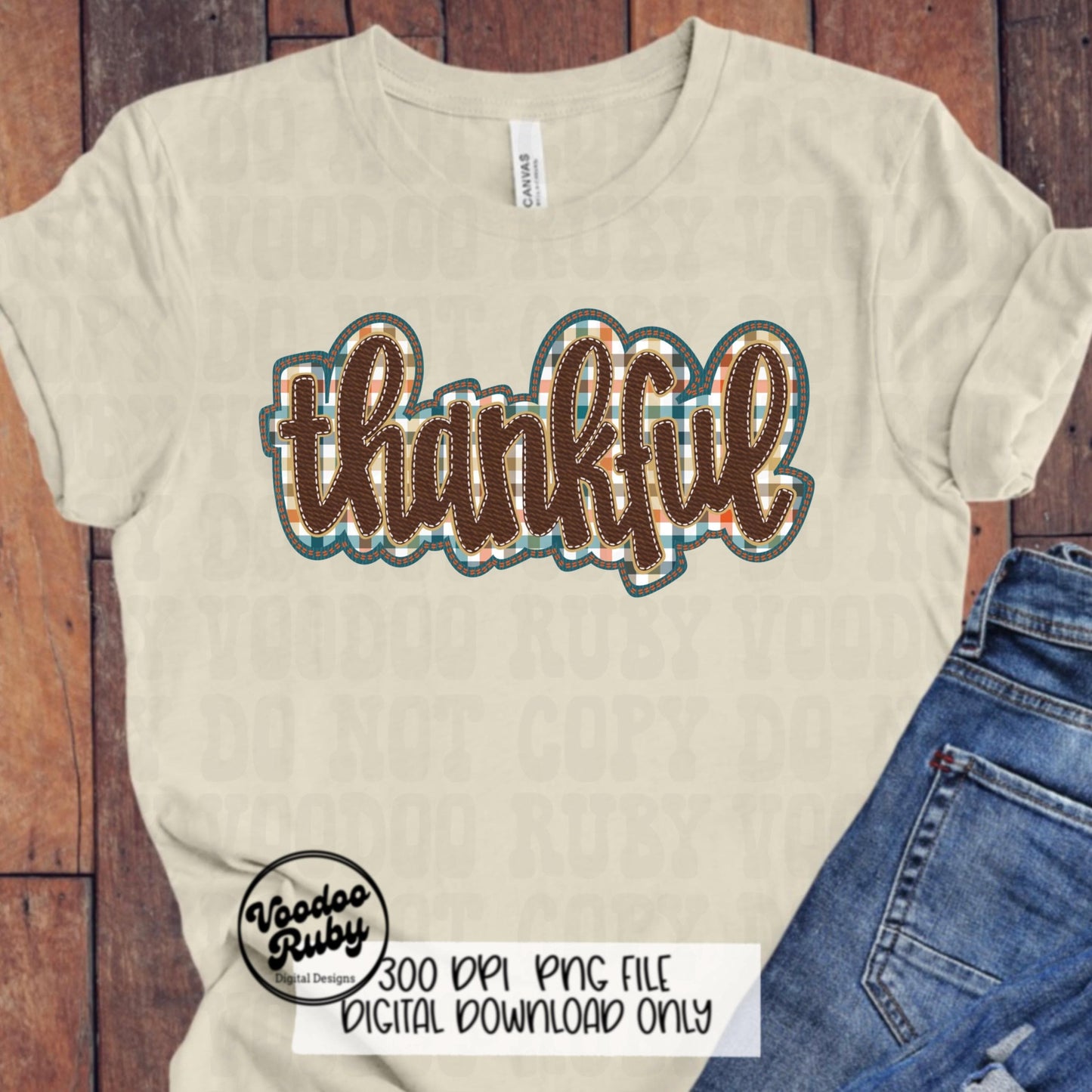 Thankful PNG Design Faux Applique Thanksgiving PNG Hand Drawn Digital Download Sublimation PNG Thanksgiving dtf printable Faux Embroidery