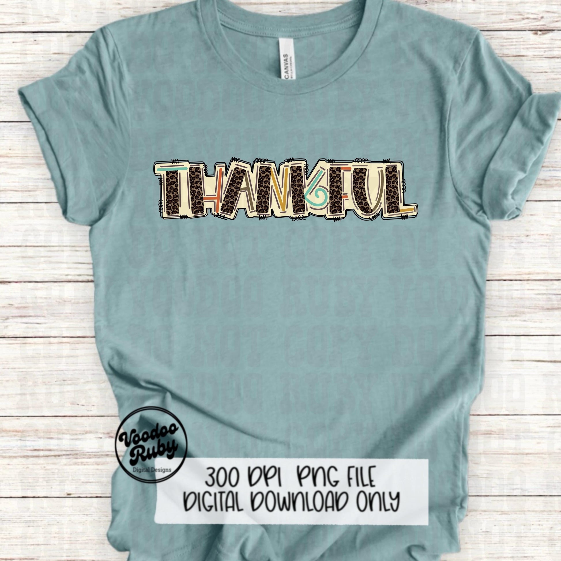 Thankful PNG Design Hand Drawn Digital Download Sublimation Thankful DTF Printable Thanksgiving Clip Art Leopard png