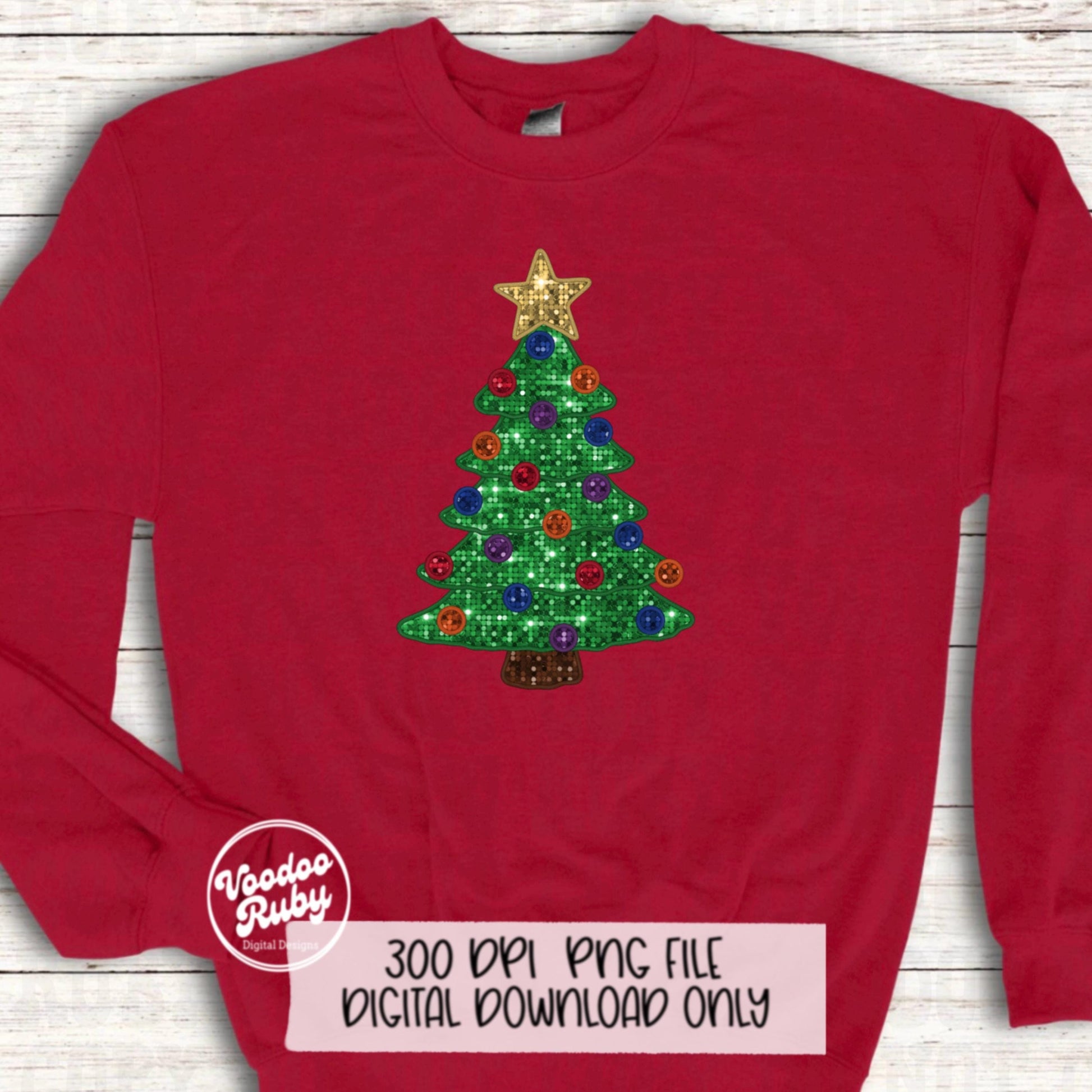 Sequin Christmas Tree PNG Design Sublimation Christmas Faux Embroidery PNG Faux Sequins Dtf Merry Christmas Digital Download Clip Art