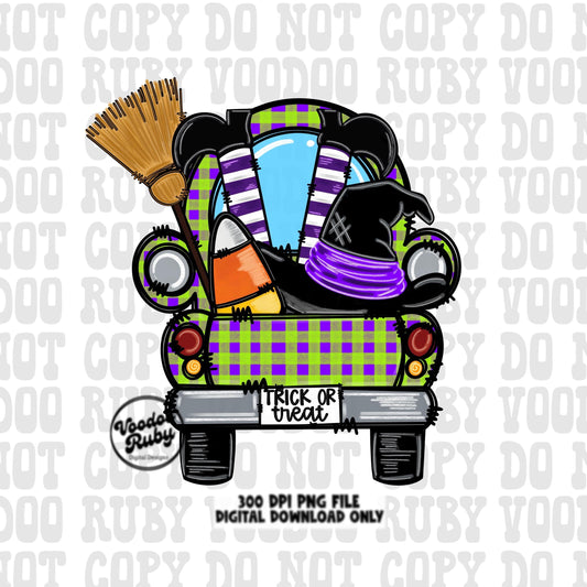 Halloween Truck PNG Sublimation Clip Art Digital Download Antique Truck Design Printable Witch Sublimate