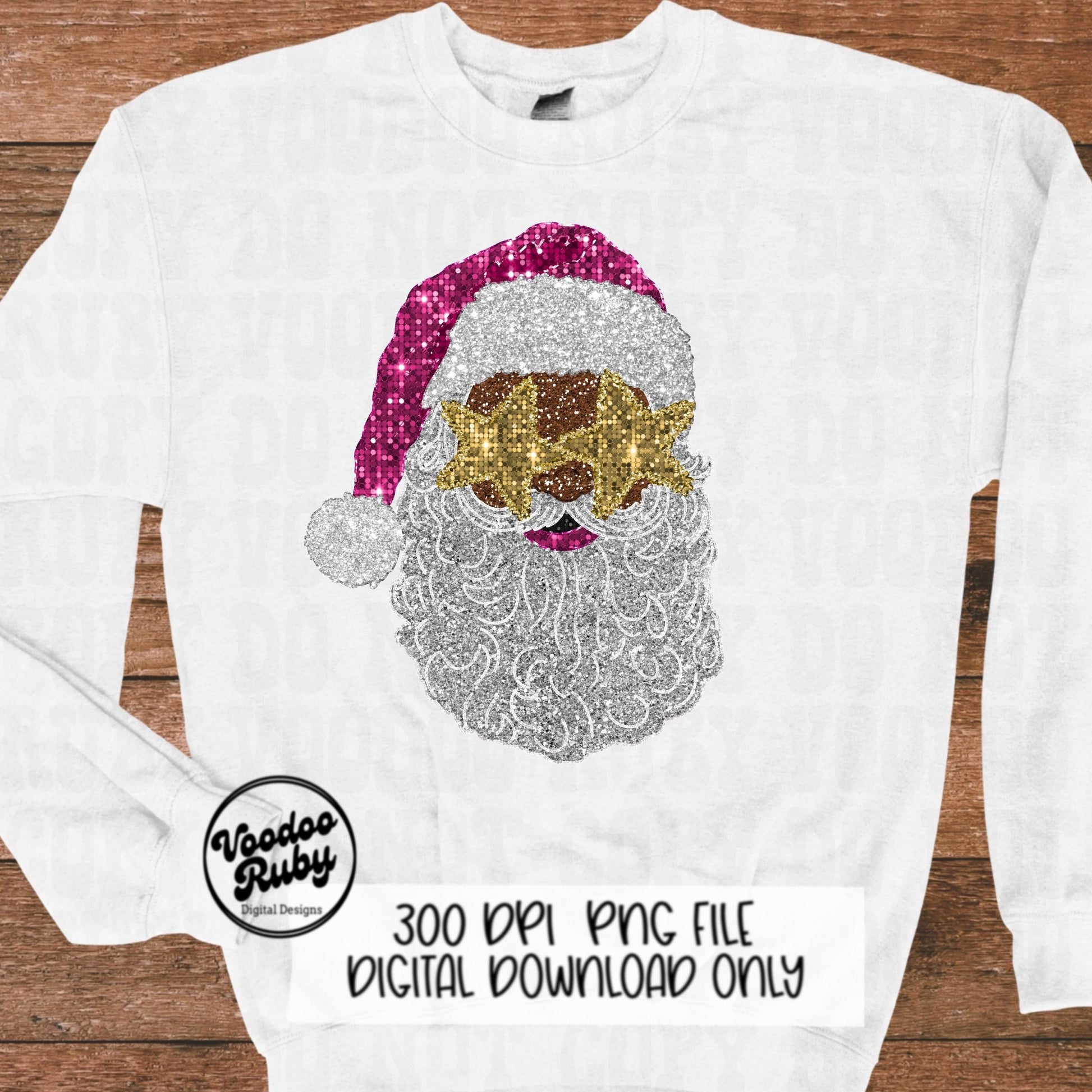 Sequin Pink Santa PNG Design Christmas PNG Faux Sequins DTF Christmas Glitter Sublimation Digital Design Download African American Santa png