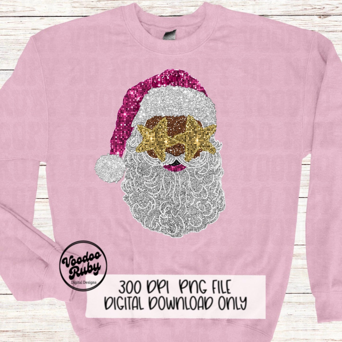 Sequin Pink Santa PNG Design Christmas PNG Faux Sequins DTF Christmas Glitter Sublimation Digital Design Download African American Santa png