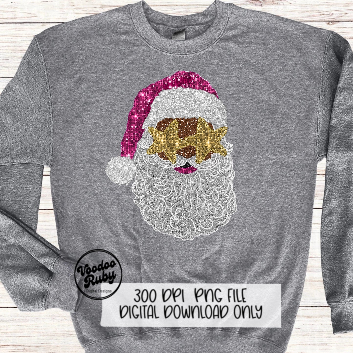 Sequin Pink Santa PNG Design Christmas PNG Faux Sequins DTF Christmas Glitter Sublimation Digital Design Download African American Santa png