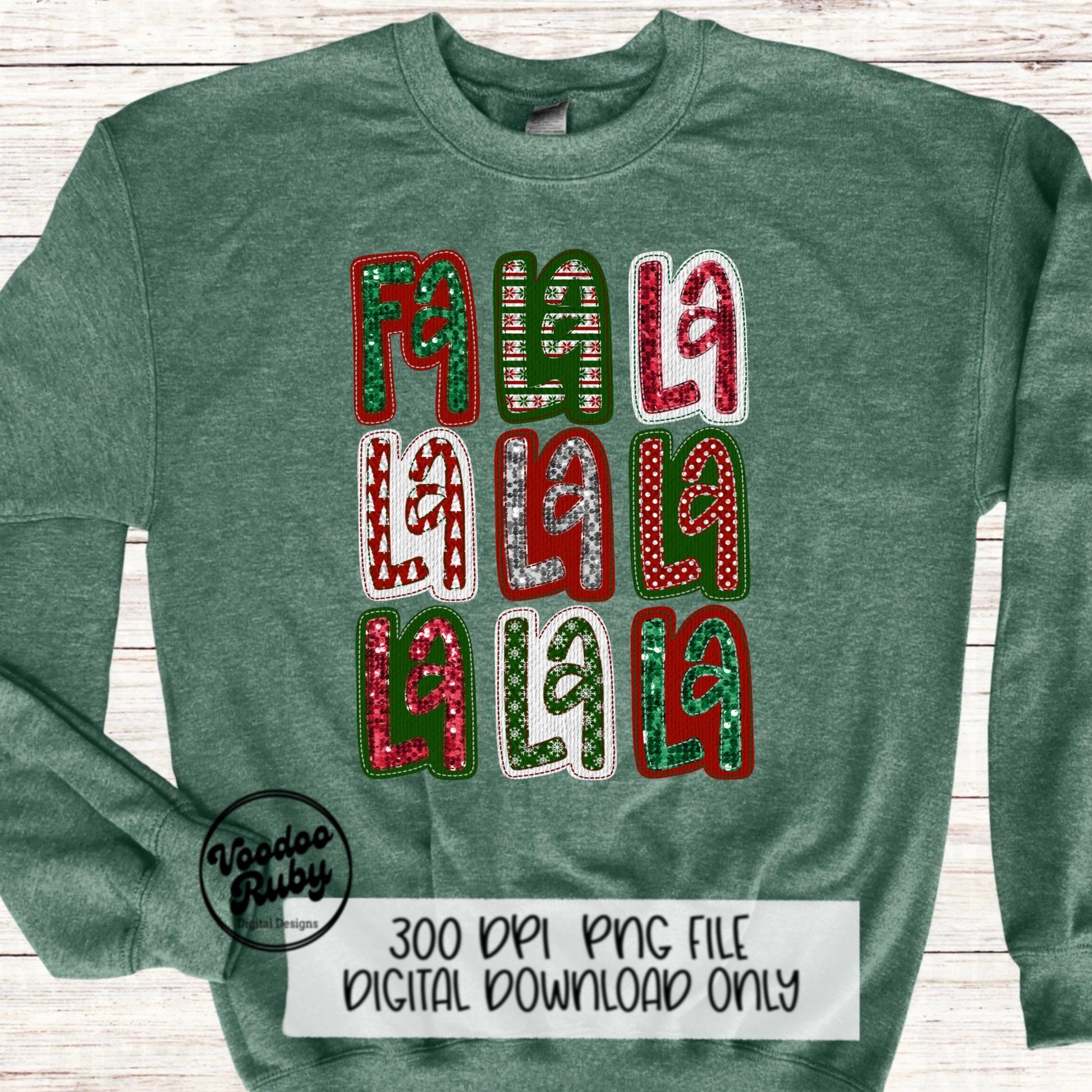 Sequin Christmas PNG Design Sublimation Hand Drawn Digital Download Merry Christmas PNG Faux Embroidery PNG Christmas FaLaLa png dtf