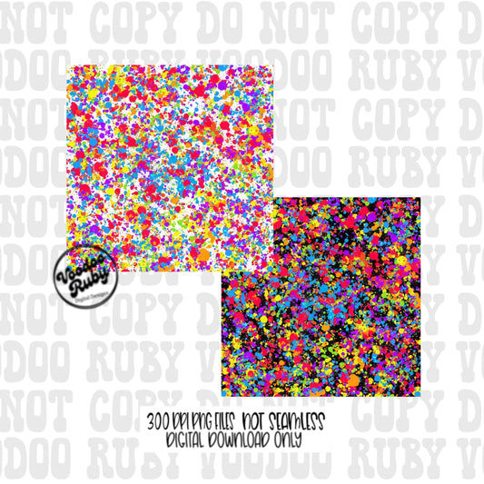 Neon Paint Splatter Digital Paper PNG Bundle Sublimation Hand Drawn Digital Download Splatter PNG Summer Bright Colors Bleach DTF Printable