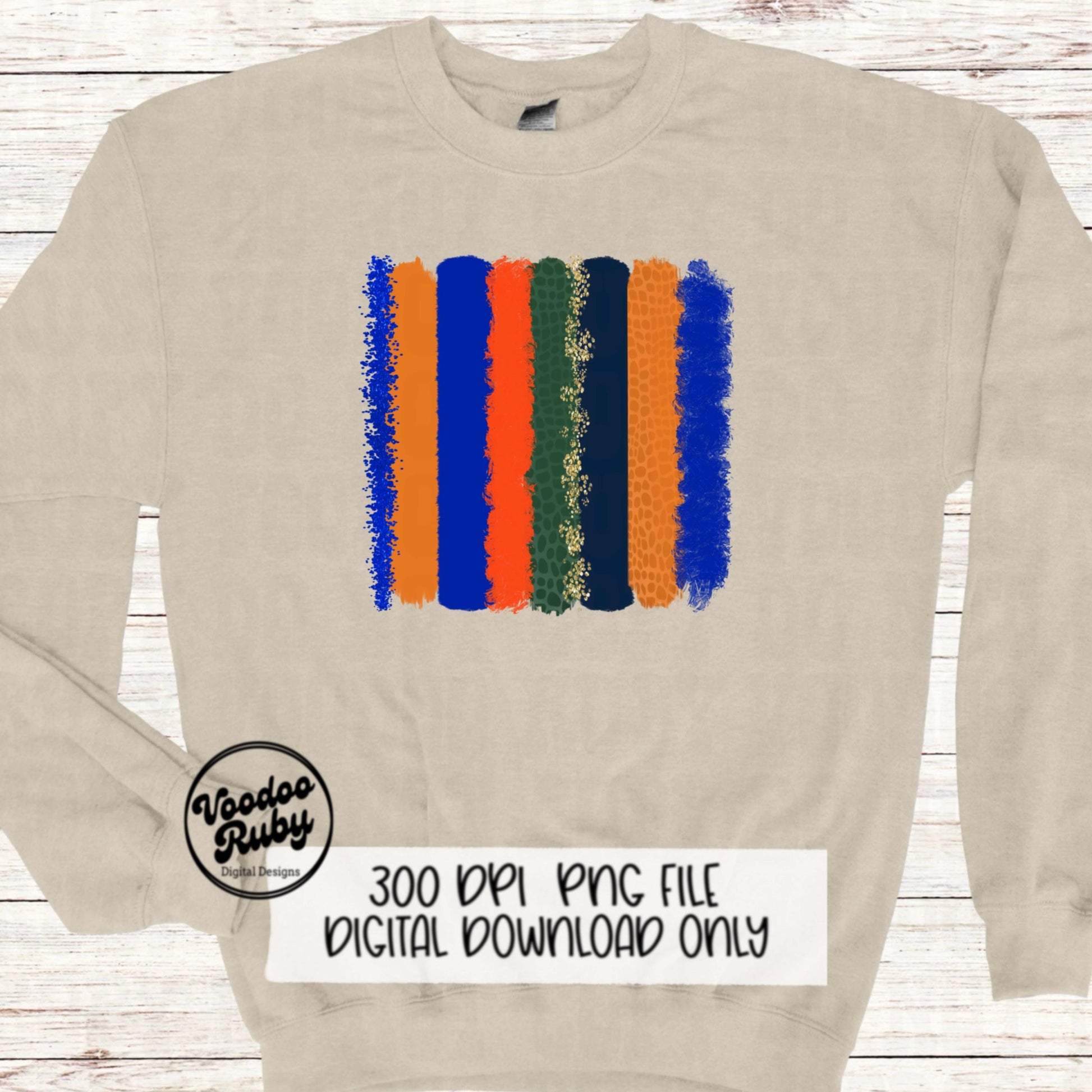 Blue and Orange Sublimation Background PNG Design Hand Drawn Digital Download Gator Background Individual Brush Stokes png DTF Printable