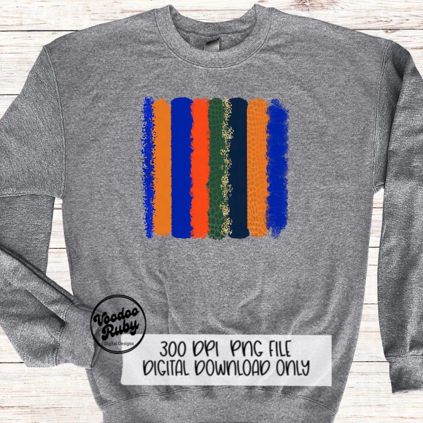 Blue and Orange Sublimation Background PNG Design Hand Drawn Digital Download Gator Background Individual Brush Stokes png DTF Printable