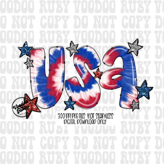 4th of July PNG Design Sublimation Digital Download Tie Dye America Patriotic Doodle Letters png July 4th DTF Printable USA Clip Art