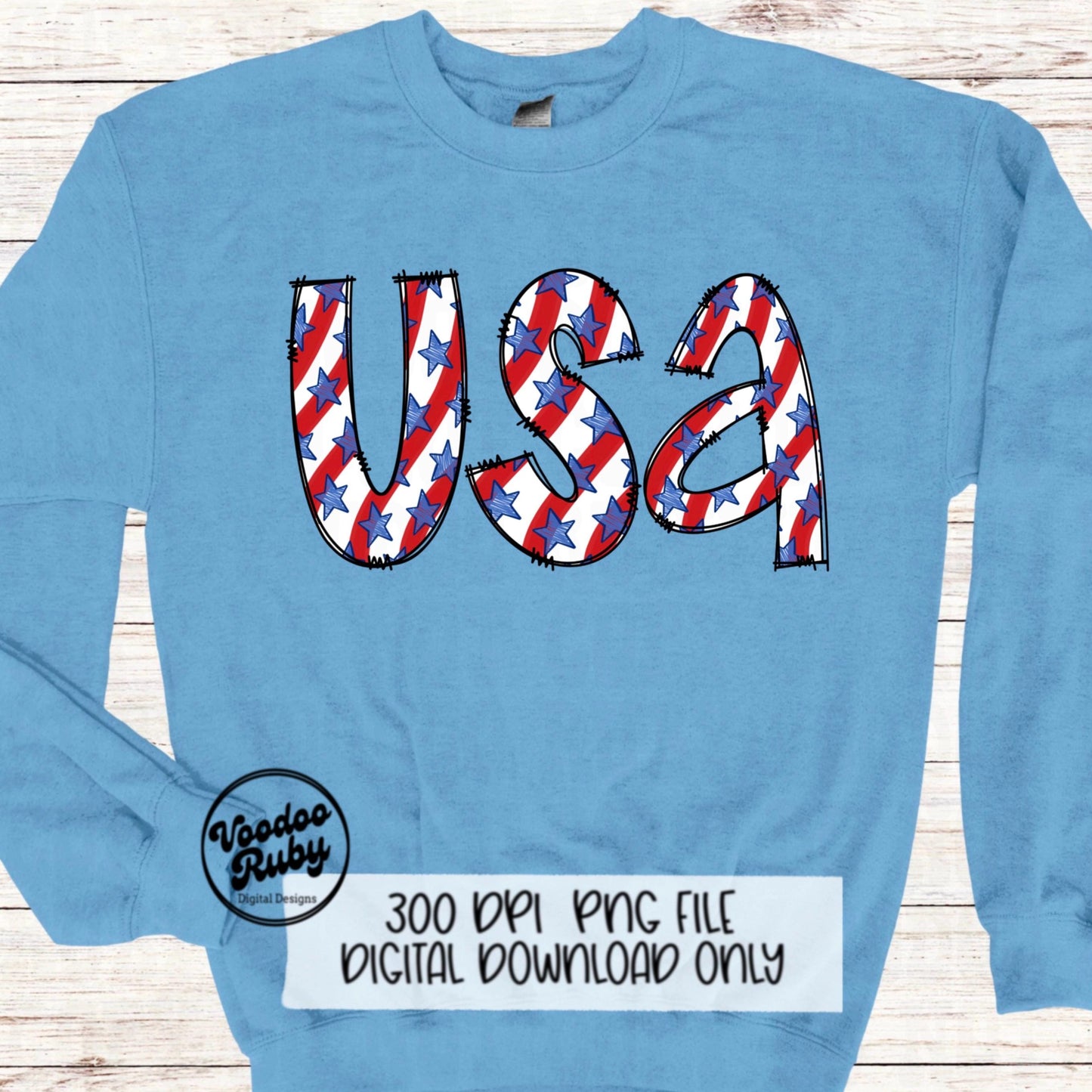 4th of July USA Doodle Letters PNG Bundle: American Alphabet Clip Art