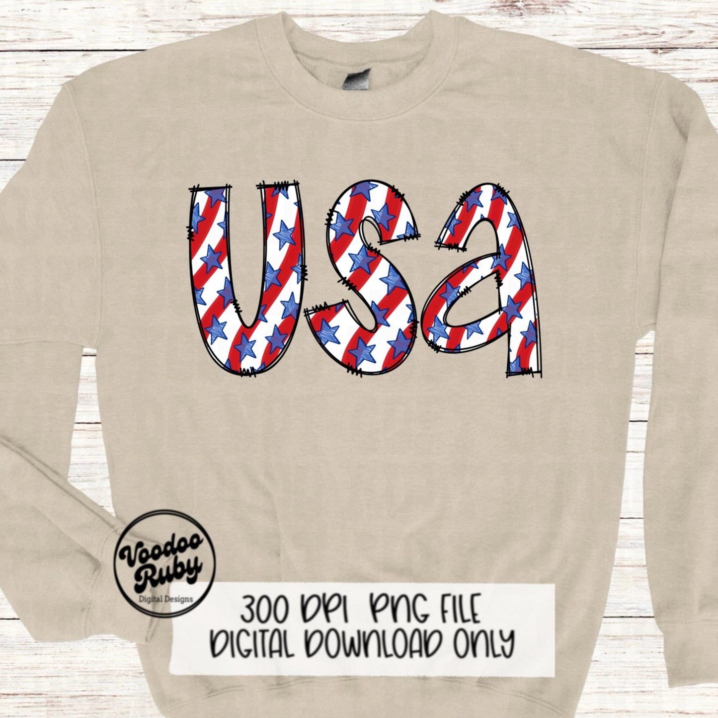 4th of July USA Doodle Letters PNG Bundle: American Alphabet Clip Art