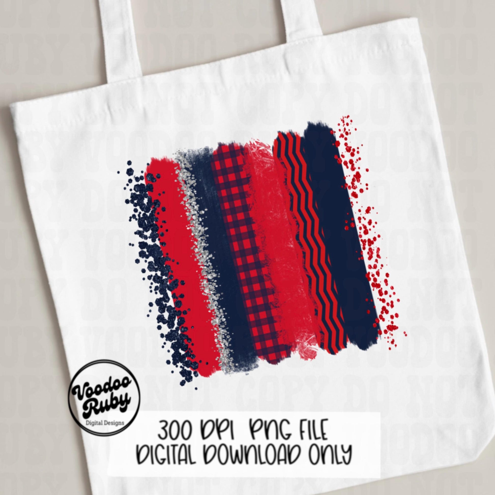 Navy Blue Red Sublimation Background PNG Individual Brushstrokes Hand Drawn Digital Download Red Blue Brush Stoke Background PNG Printable