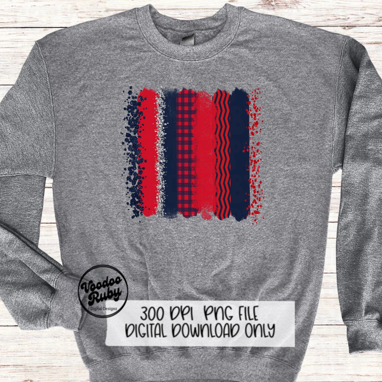 Navy Blue Red Sublimation Background PNG Individual Brushstrokes Hand Drawn Digital Download Red Blue Brush Stoke Background PNG Printable