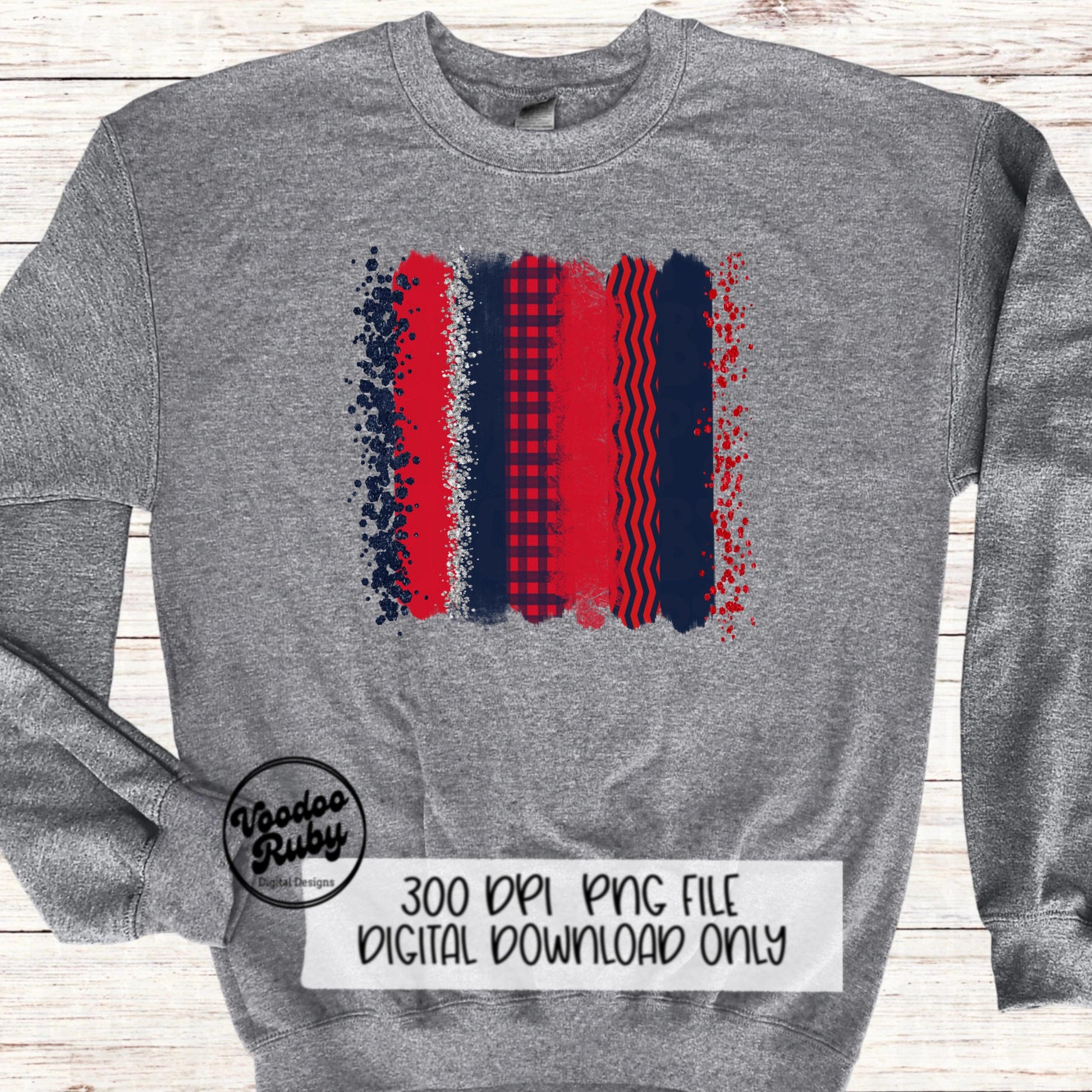 Navy Blue Red Sublimation Background PNG Individual Brushstrokes Hand Drawn Digital Download Red Blue Brush Stoke Background PNG Printable