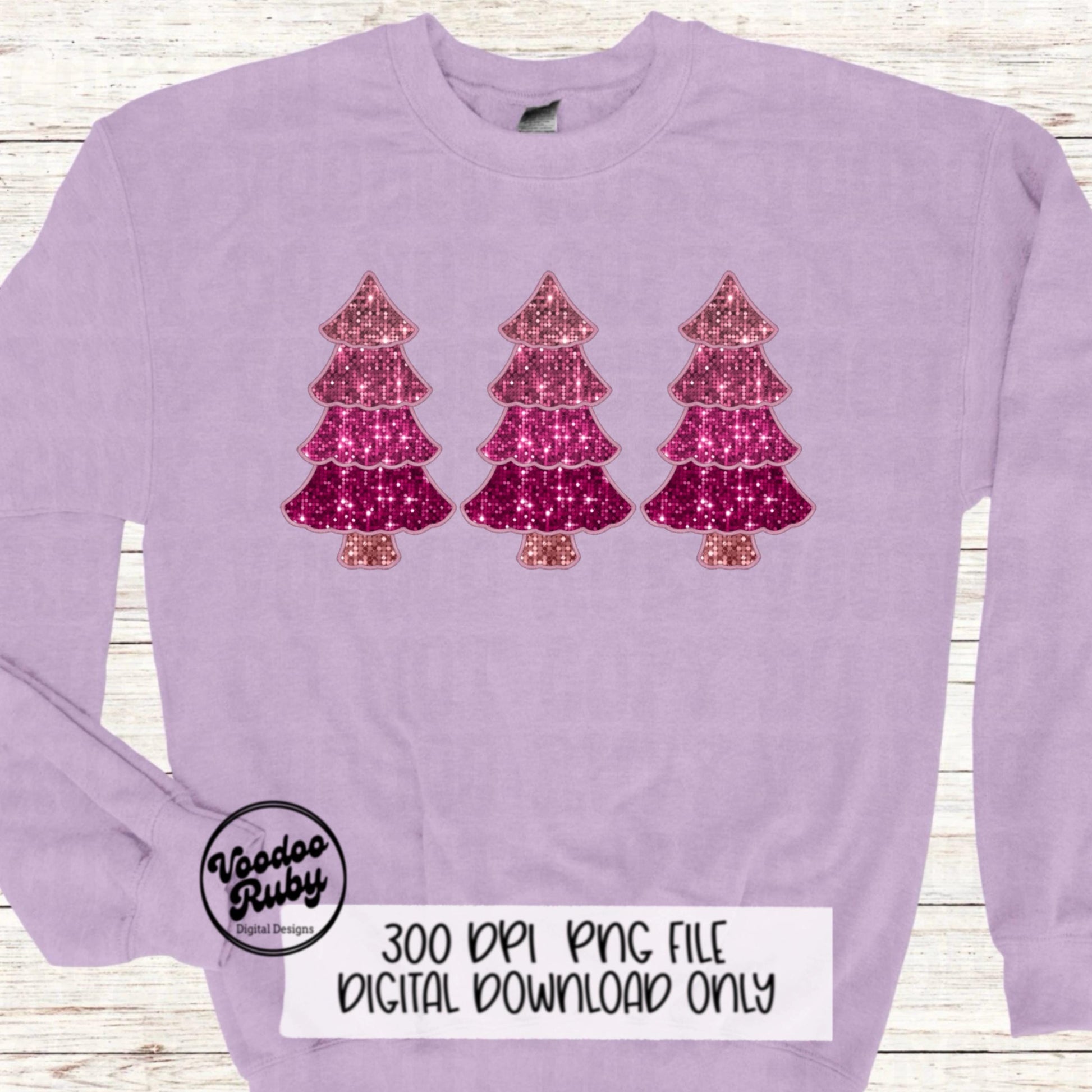 Sequin Pink Christmas Tree PNG Design Sublimation Digital Download Faux Sequins Faux Embroidery DTF Christmas Printable