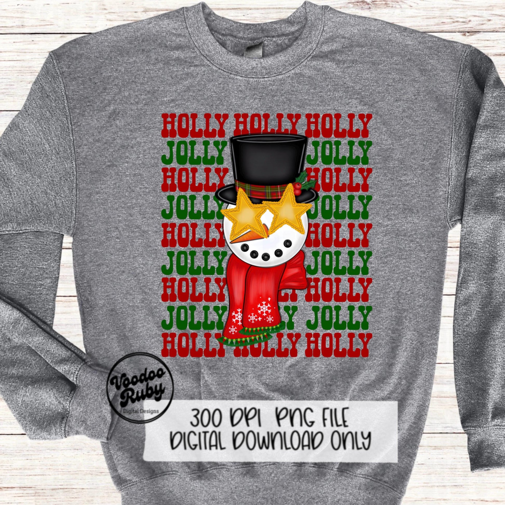 Holly Jolly Snowman Christmas Sublimation PNG Design Preppy Christmas PNG Design Hand Drawn Digital Design Download Christmas Printable