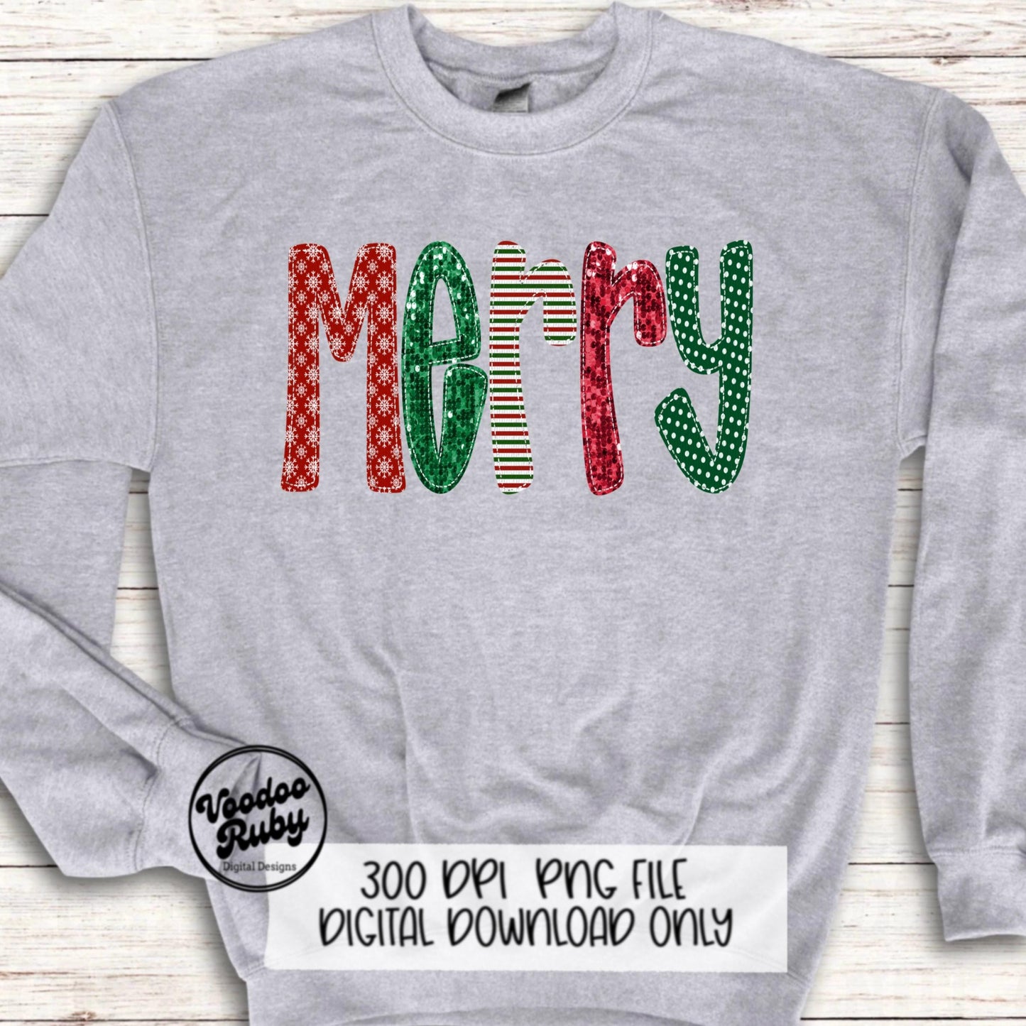 Sequin Merry PNG Design Sublimation Hand Drawn Digital Download Merry Faux Embroidery Merry Christmas DTF Printable Christmas png Clip Art